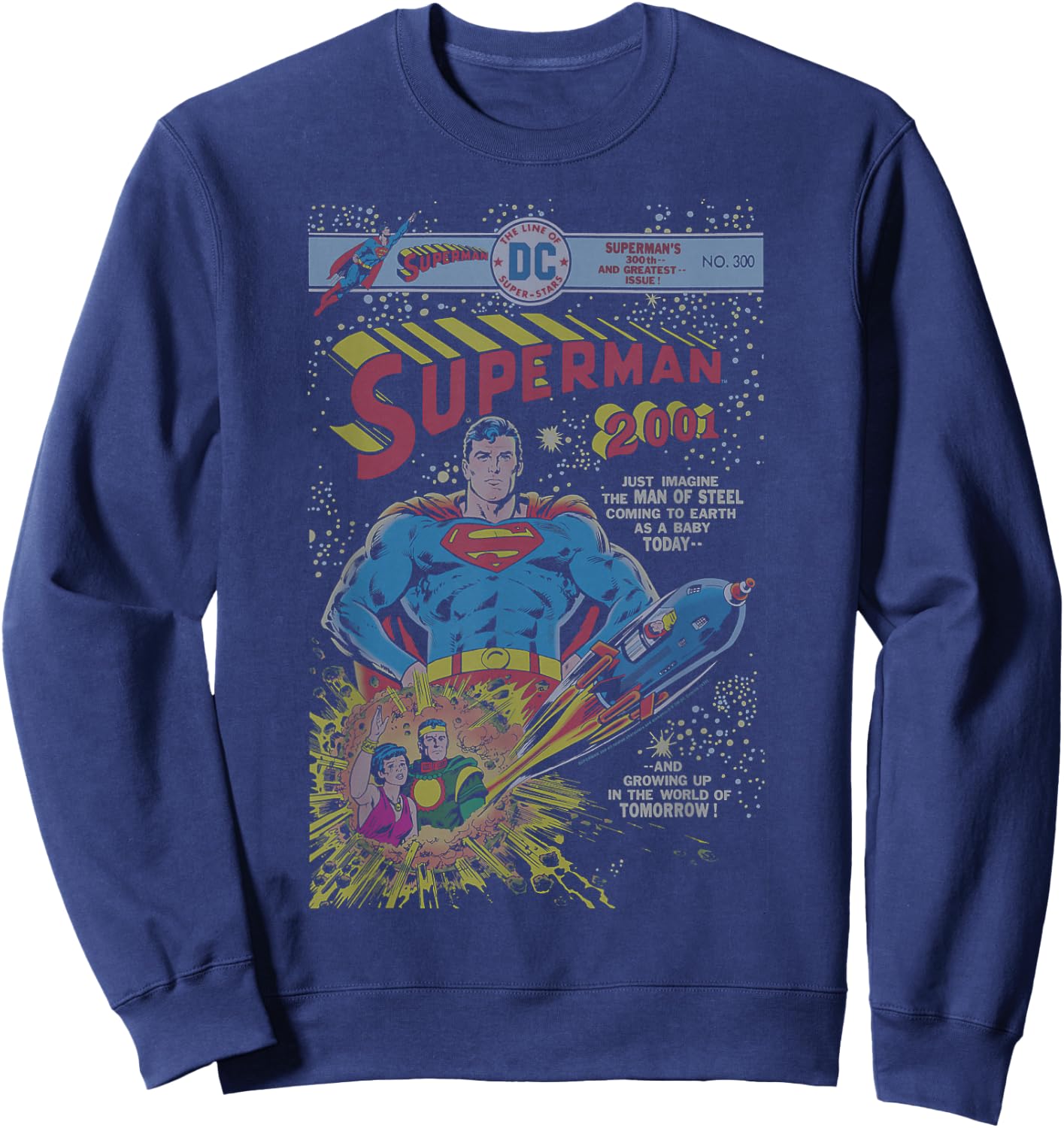 DC Comics Superman 2001#300 Retro Comic Cover Small Sweatshirt - Sweatshirt | Navy