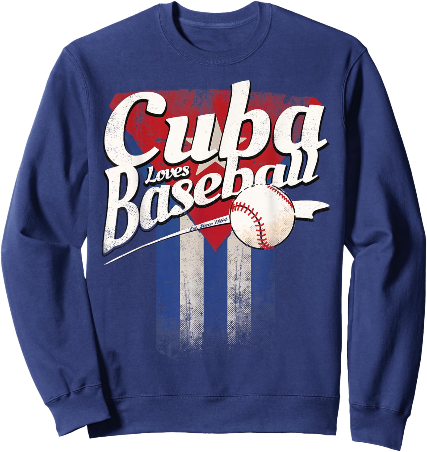 Cuban Baseball Shirt Cuba Flag Beisbol Fan Hispanic Heritage Sweatshirt - Sweatshirt | Navy