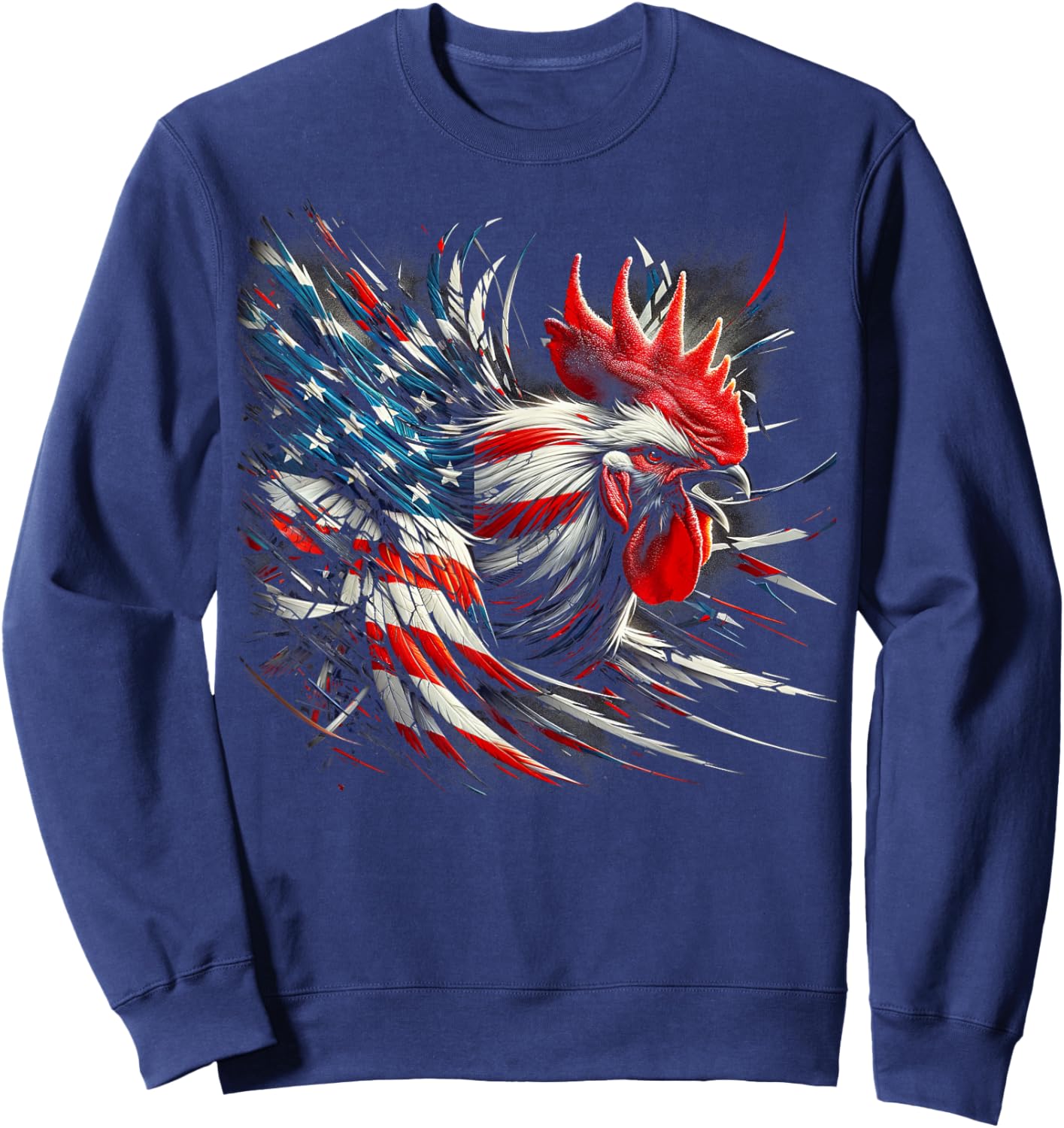 American Flag Rooster Chicken 4th of July Animal Sweatshirt - Sweatshirt | Navy