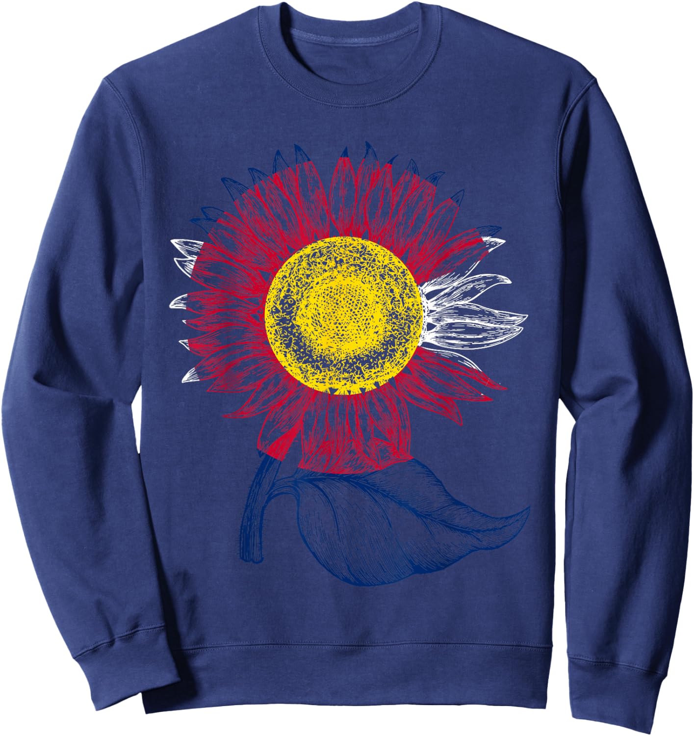 Colorful Colorado Flag Sunflower Women Mom Cute Sweatshirt - Sweatshirt | Navy