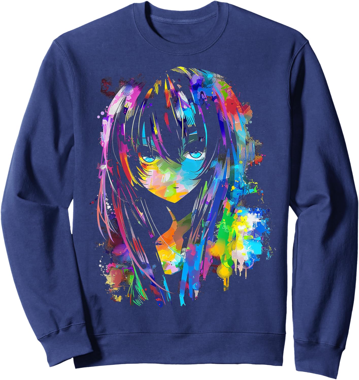 Anime Manga Graphic Colorful Art Anime Sweatshirt - Sweatshirt | Navy