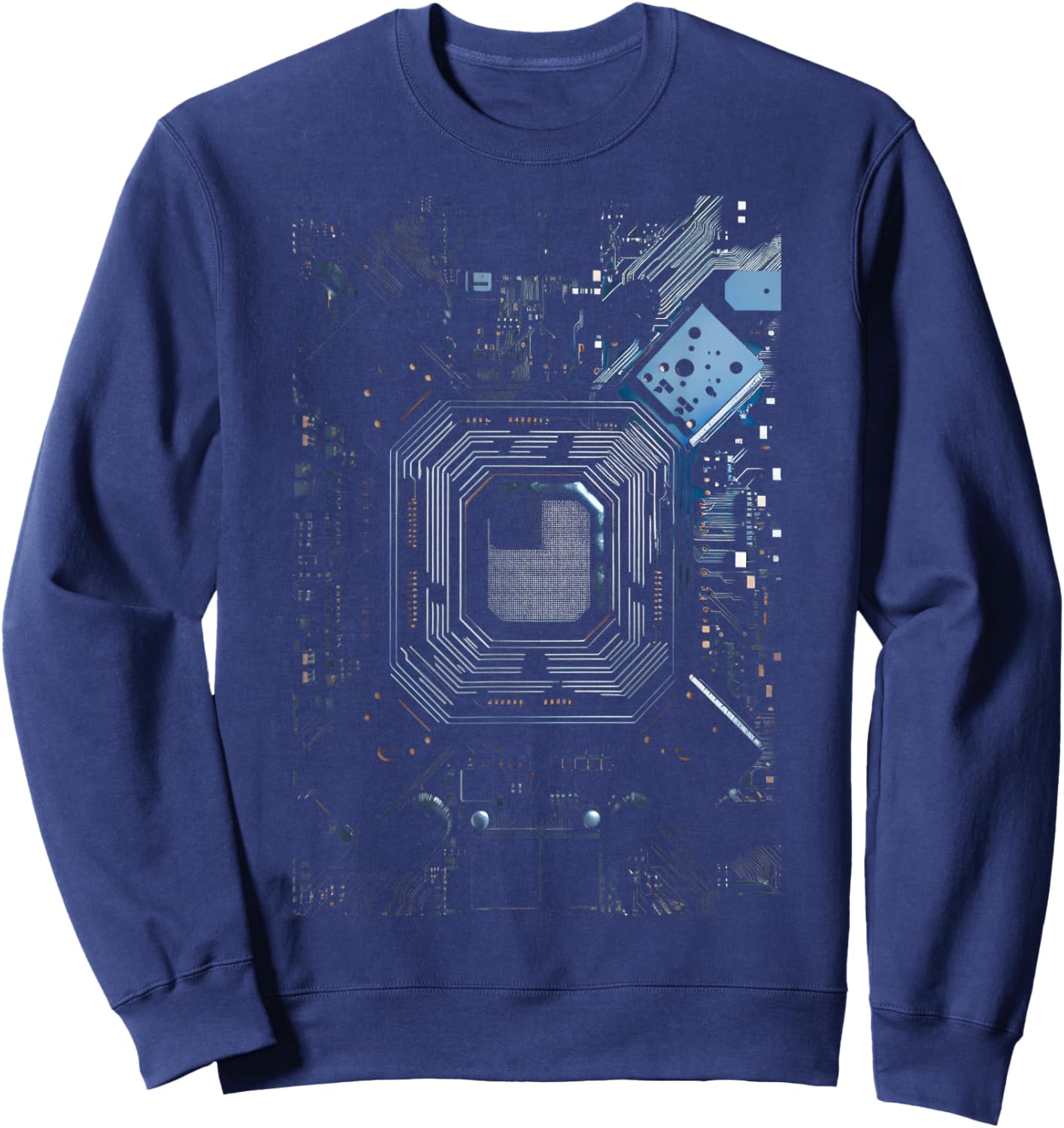 Motherboard Microchip Black IT Computer Background Graphic Sweatshirt - Sweatshirt | Navy