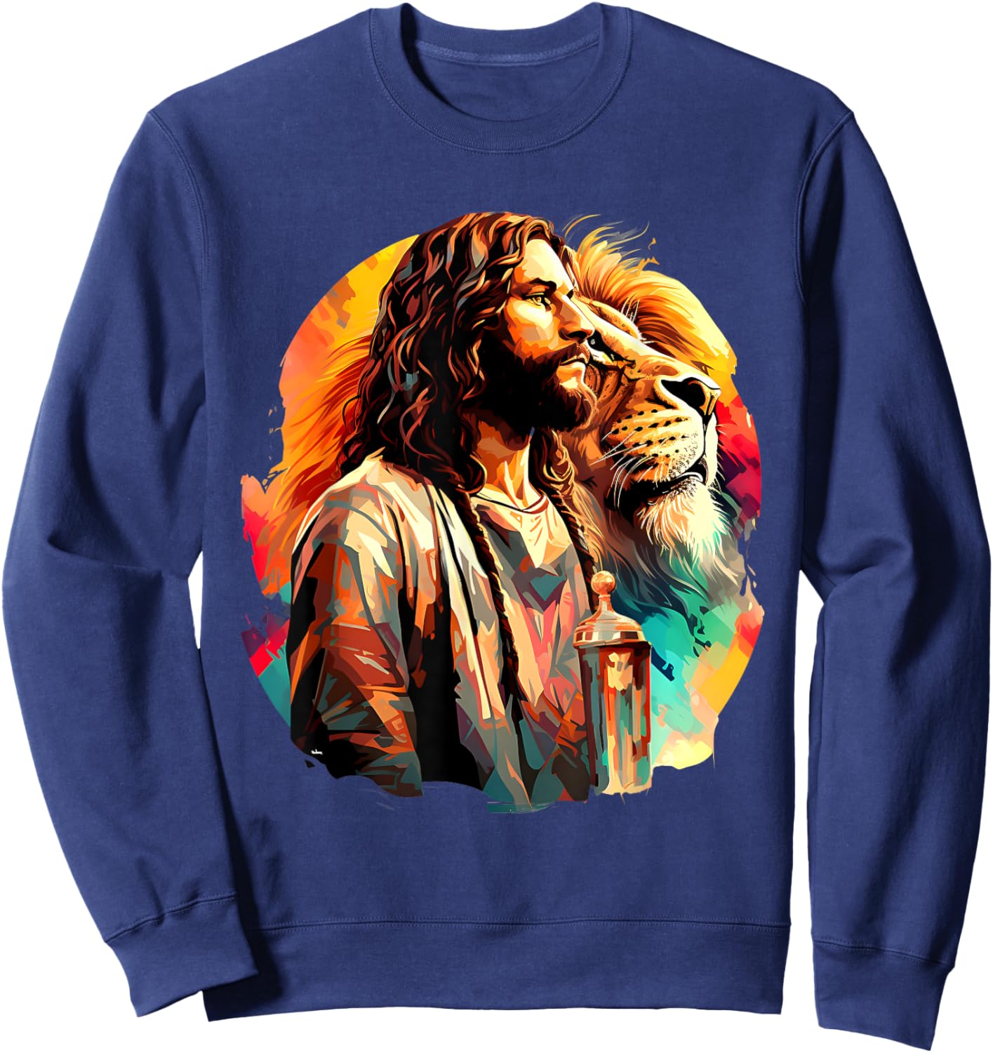 Lion Of Judah Jesus Christian Faith Men Women Gifts Sweatshirt - Sweatshirt | Navy