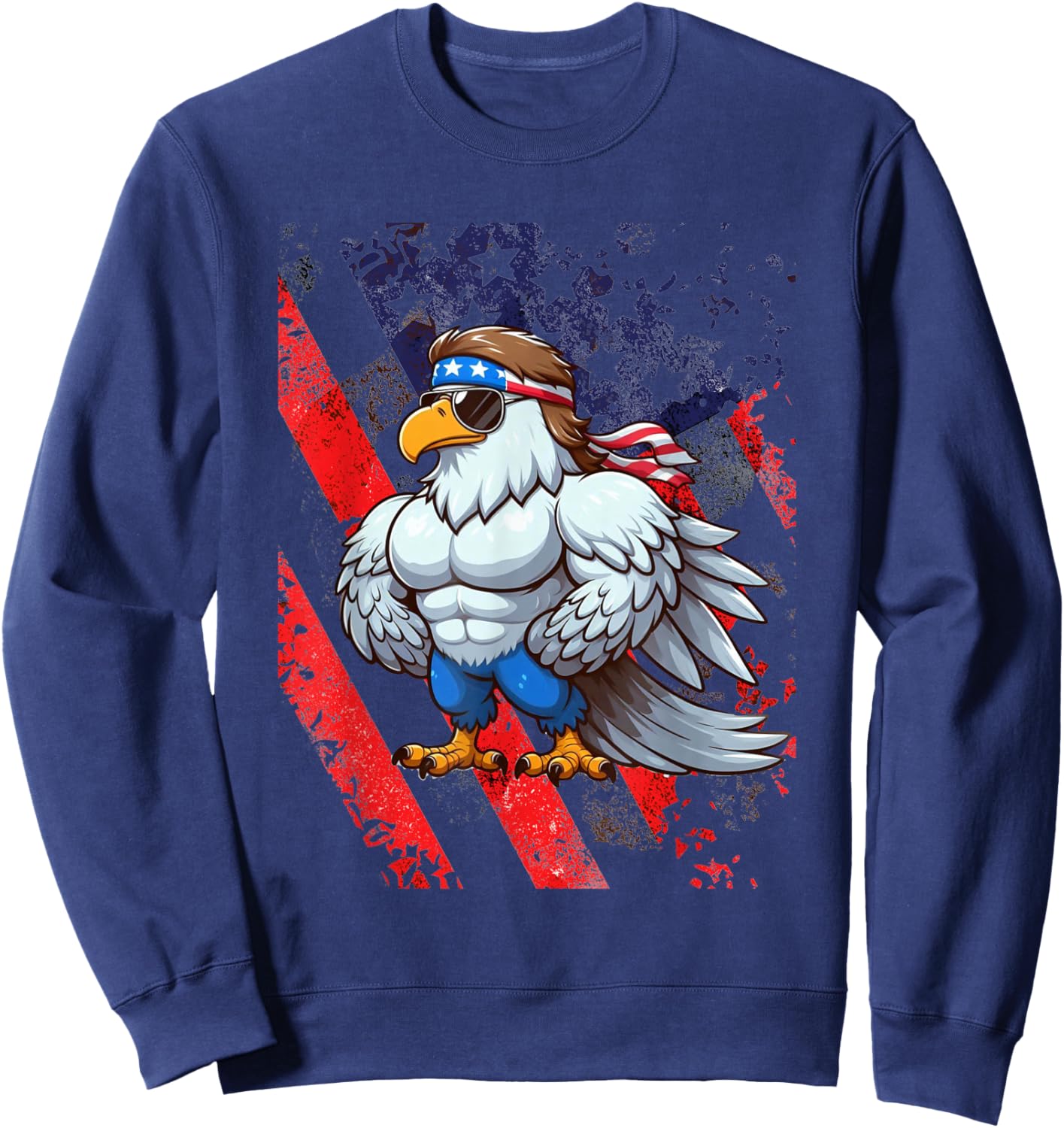 Funny American Mullet Eagle America 4th Of July Merica Sweatshirt - Sweatshirt | Navy