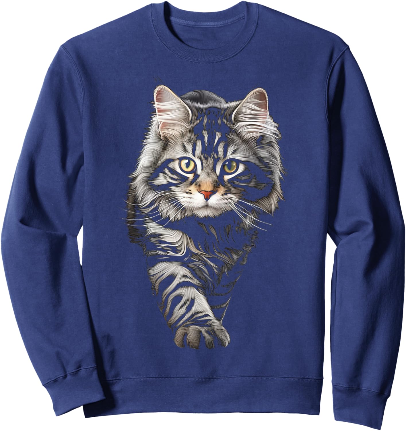 Cat Graphic Pet Illustration Cat Women Kids Sweatshirt - Sweatshirt | Navy