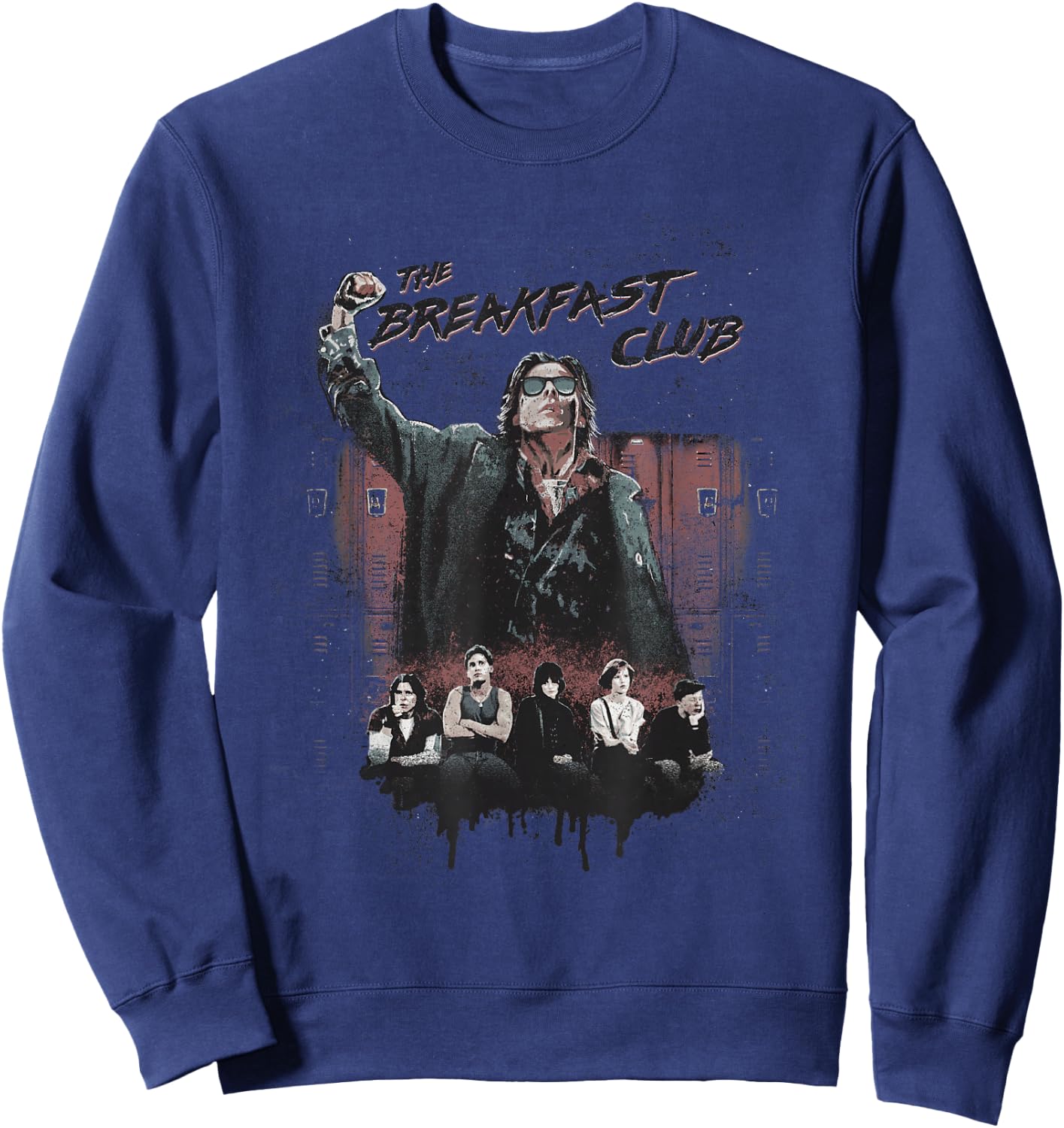 Breakfast Club Distressed Main Cast Logo Collage Sweatshirt - Sweatshirt | Navy