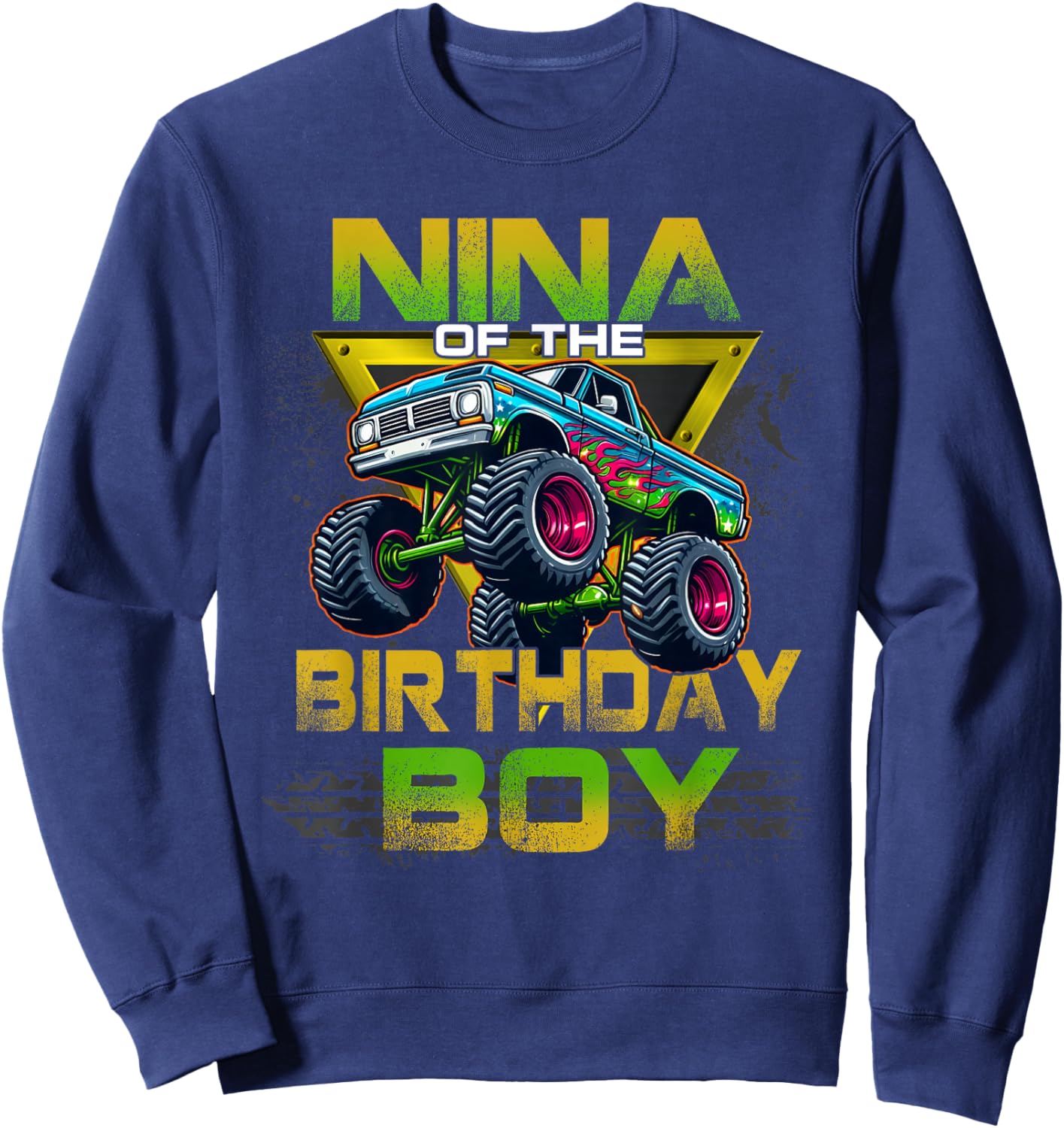 Nina of The Birthday Boy Monster Truck Birthday Family Sweatshirt - Sweatshirt | Navy