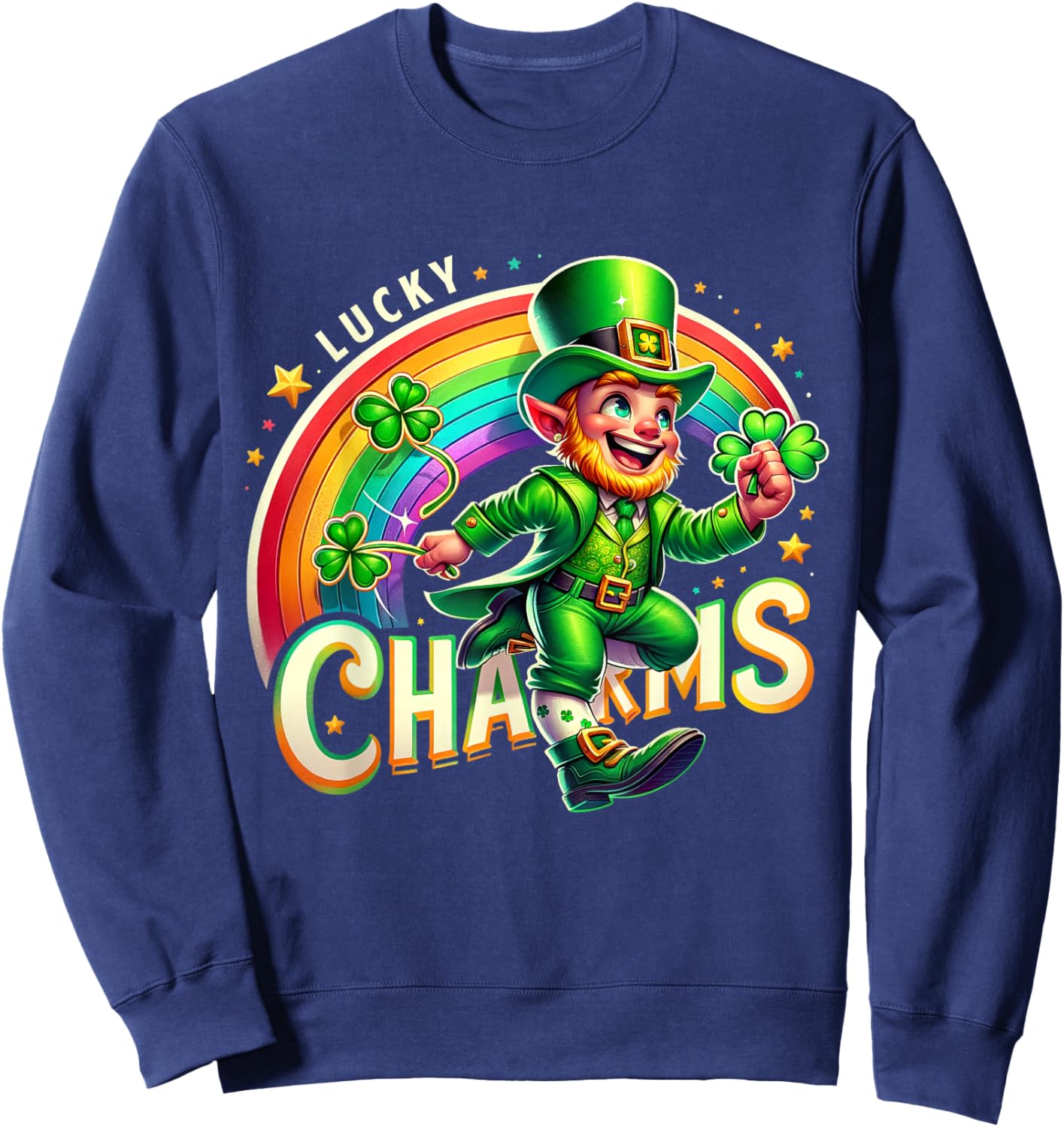 Lucky Charms Leprechaun St Patrick's Day Rainbow Irish Kids Sweatshirt - Sweatshirt | Navy