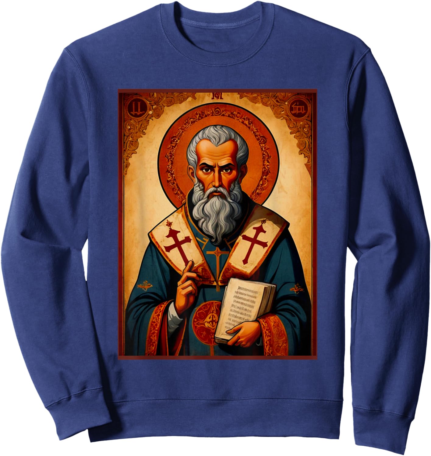 St. Ignatius of Antioch Greek Eastern Orthodox Byzantine Art Sweatshirt - Sweatshirt | Navy