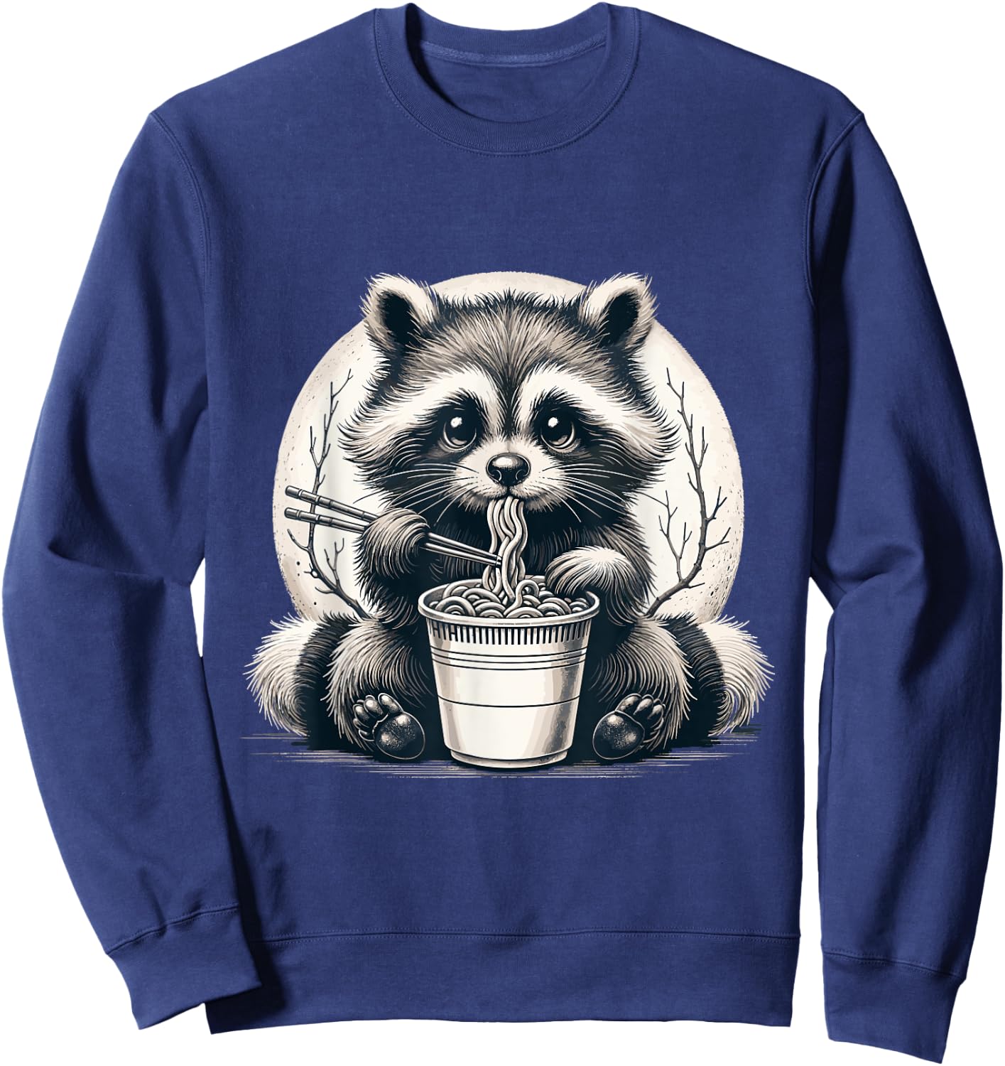 Raccoon Eating Ramen Shirt Instant Noodle Cup Racoon Lover Sweatshirt - Sweatshirt | Navy