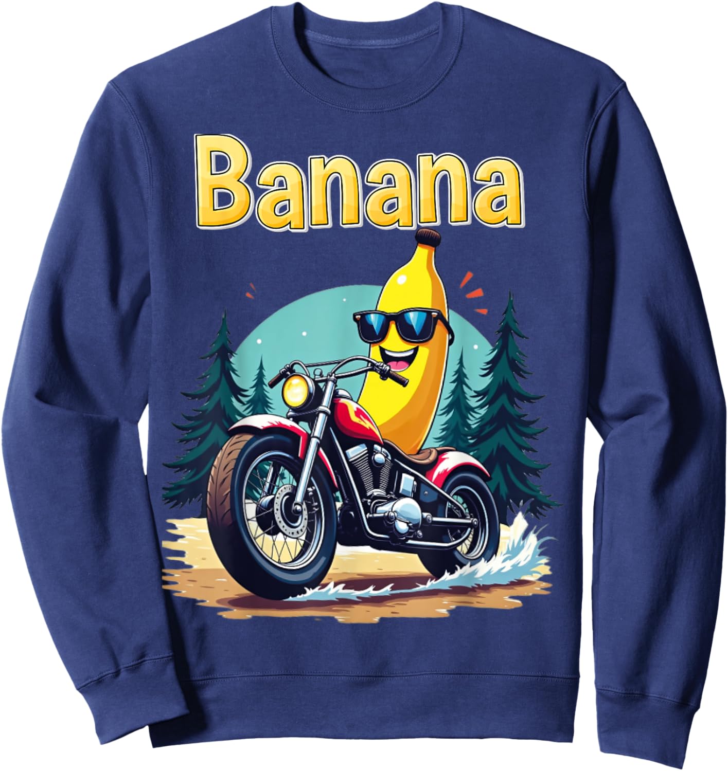 THAT'S BANANAS Halloween Costume Banana on a Motorcycle Sweatshirt - Sweatshirt | Navy