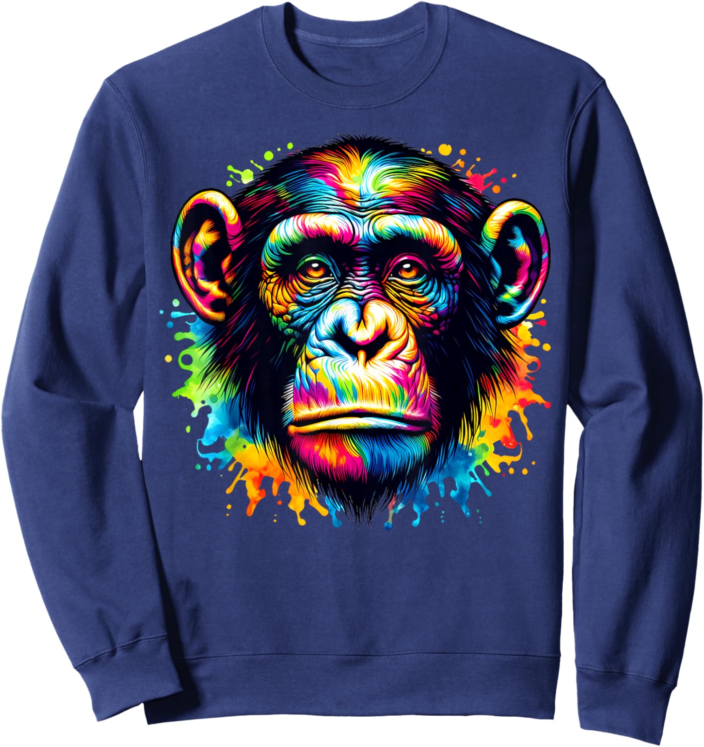 Cool Bonobo Monkey Spirit Animal Illustration Tie Dye Art Sweatshirt - Sweatshirt | Navy