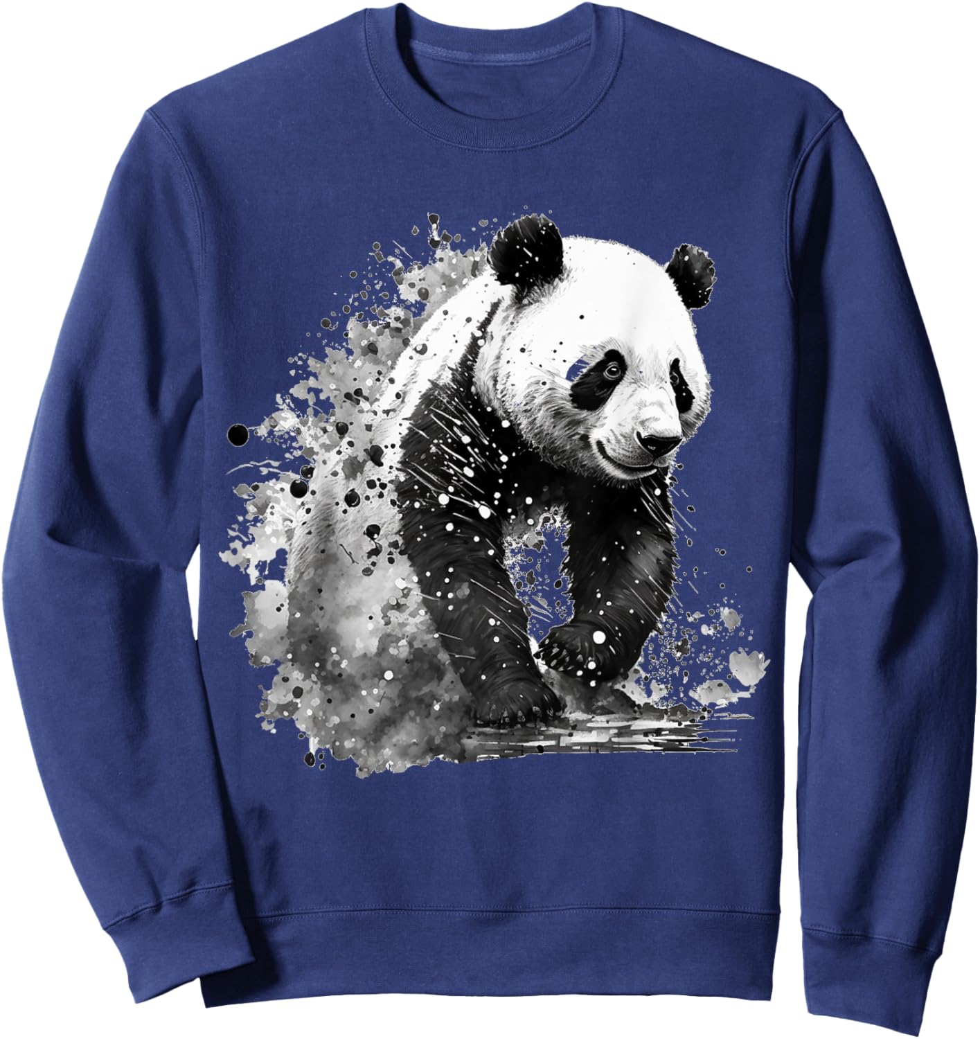Panda Drawing Animal Print Art Animal Lovers Panda Sweatshirt - Sweatshirt | Navy