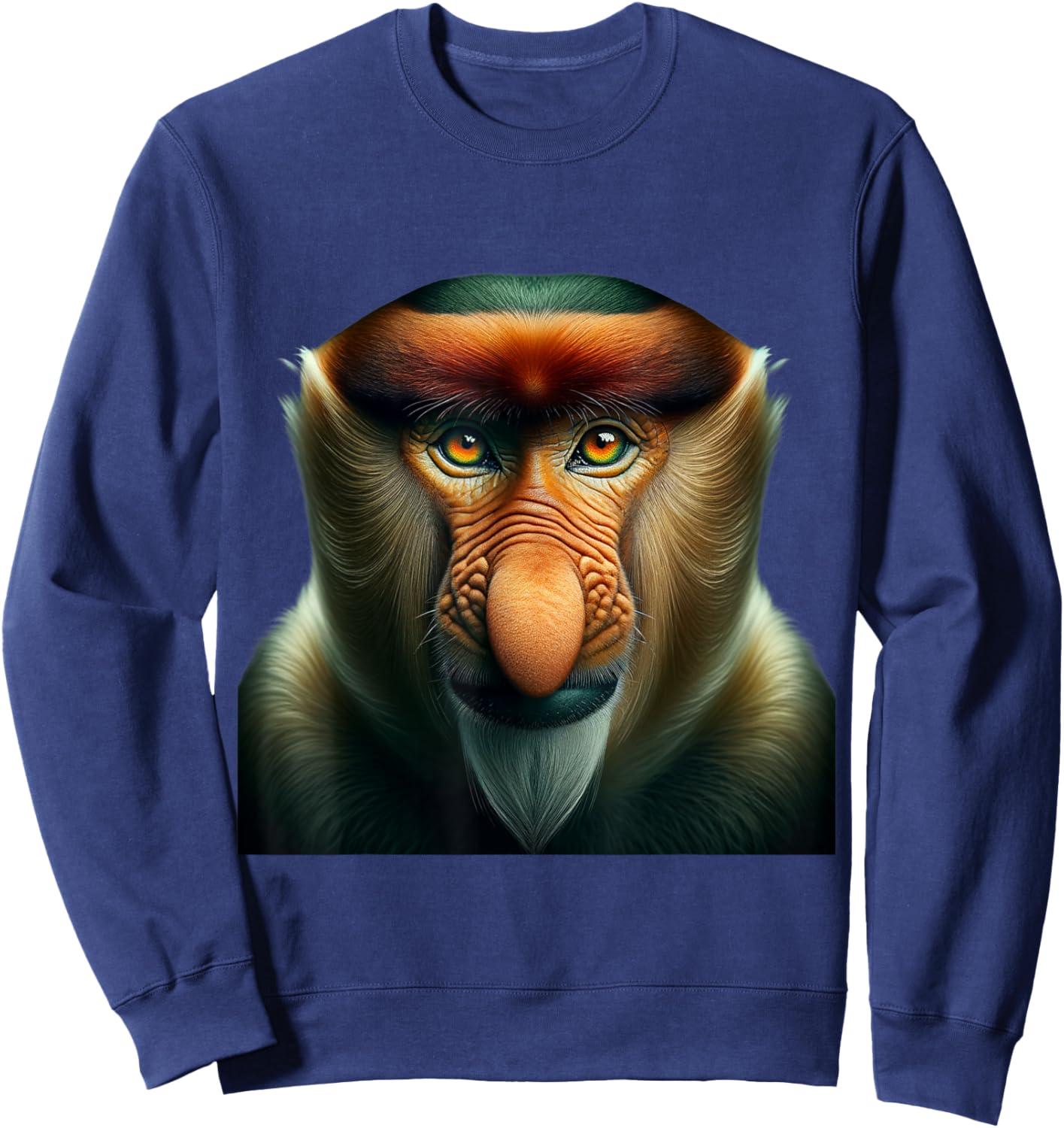 Proboscis Monkey Shirt Monkey Portrait Wildlife Exotic Ape Sweatshirt - Sweatshirt | Navy