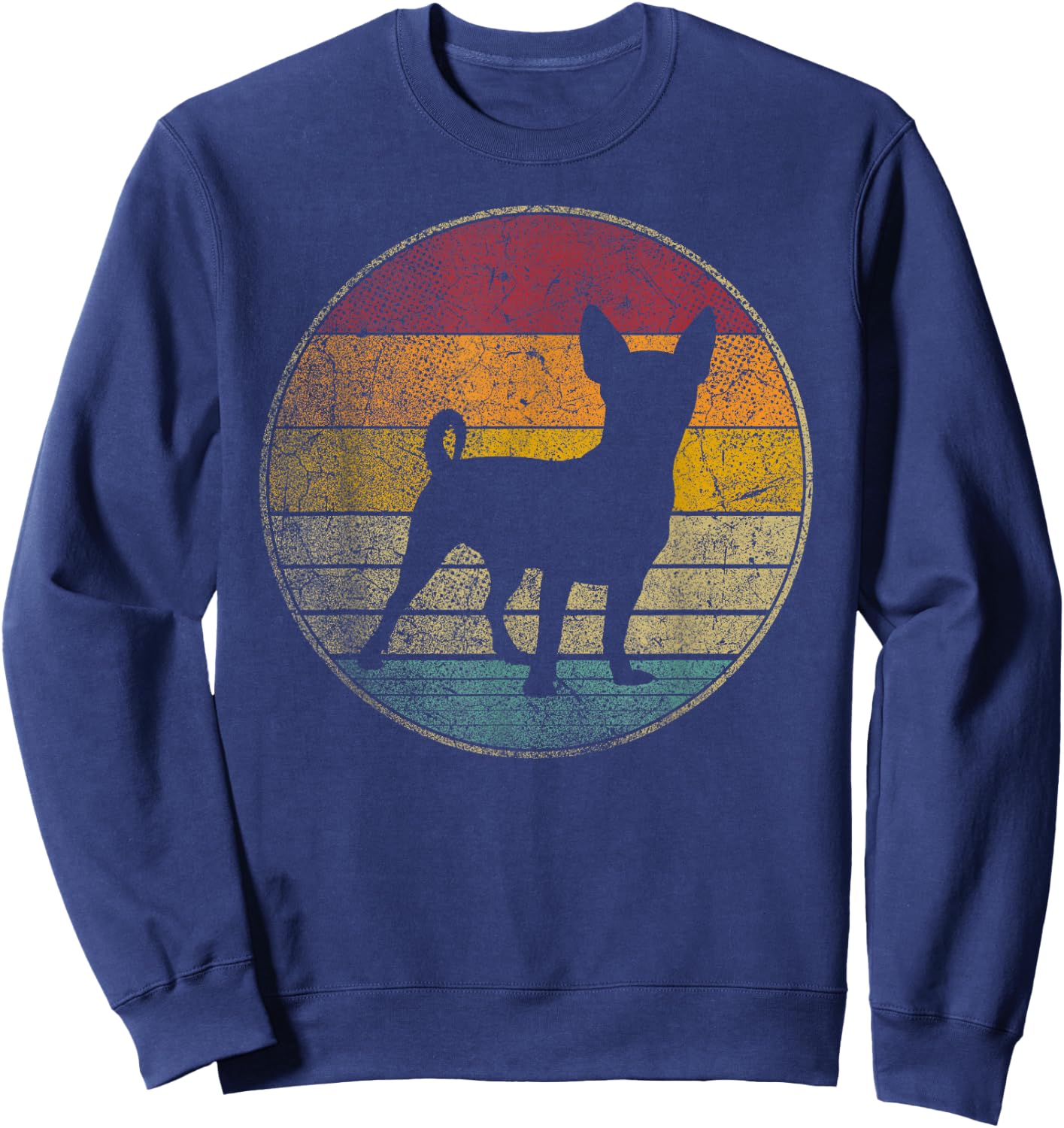 Chihuahua Dog Vintage Distressed Retro Style Silhouette Gift Sweatshirt - Sweatshirt | Navy
