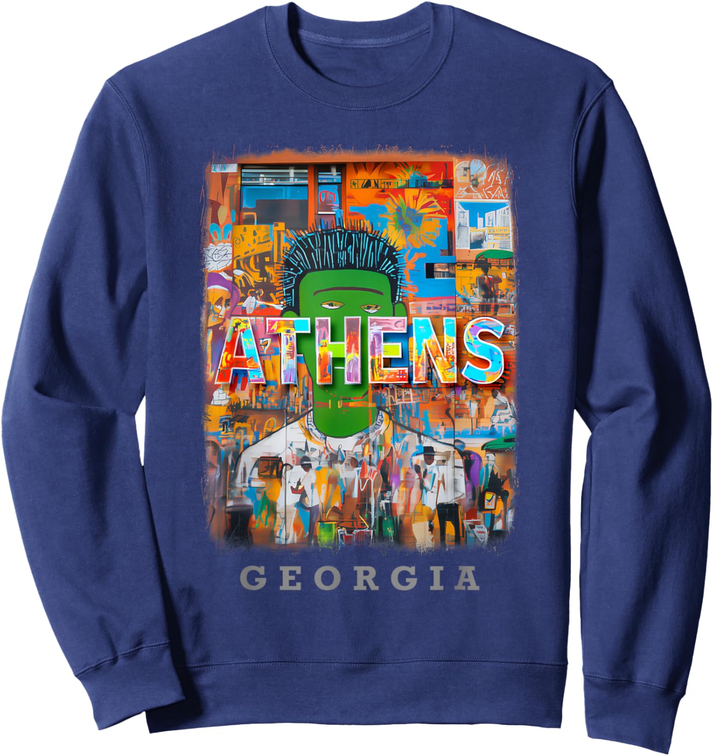 Athens Georgia GA Music and Art SD146 Sweatshirt - Sweatshirt | Navy