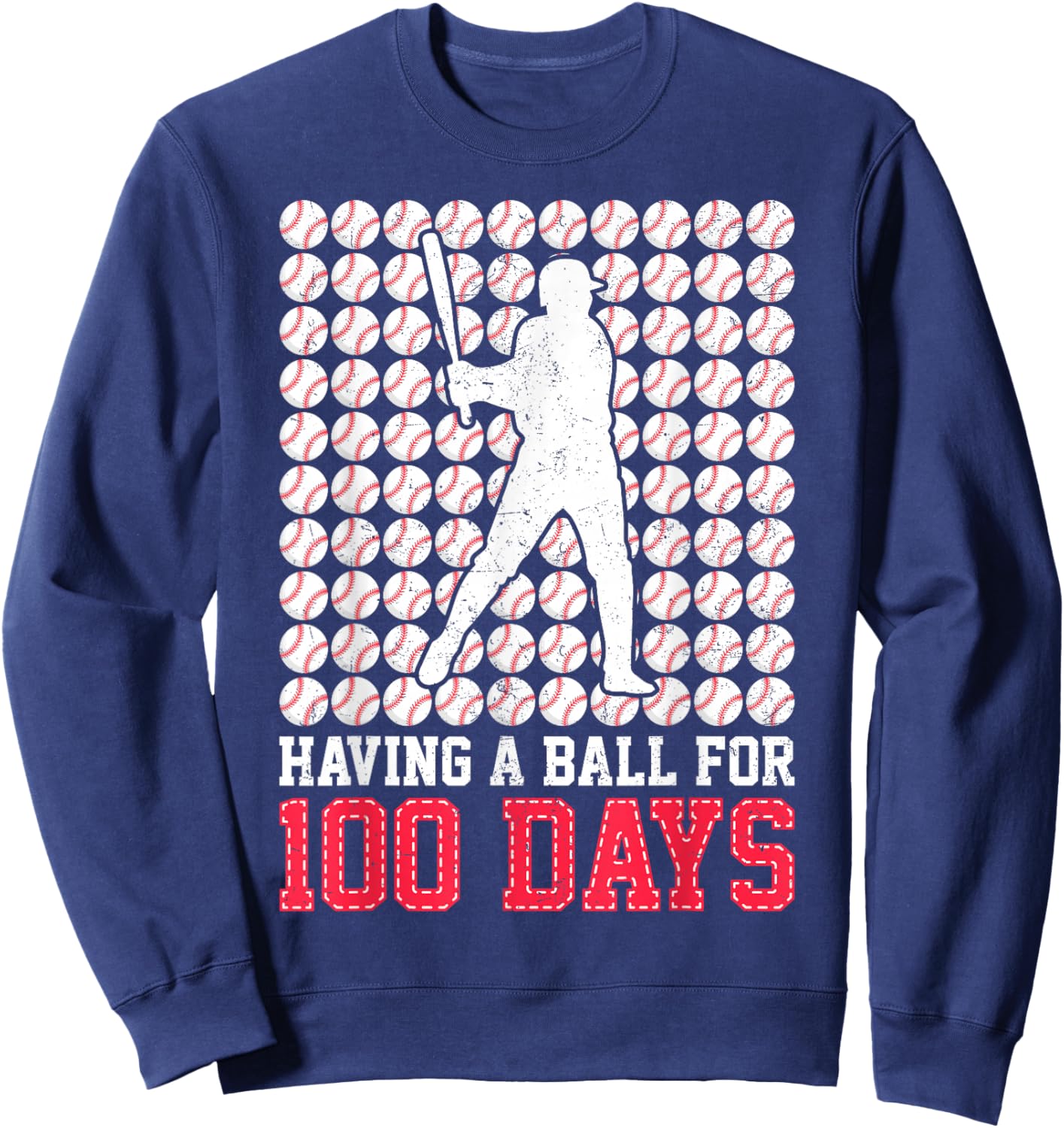 100 Days Of School Baseball 100th Day Balls For Boys Players Sweatshirt - Sweatshirt | Navy