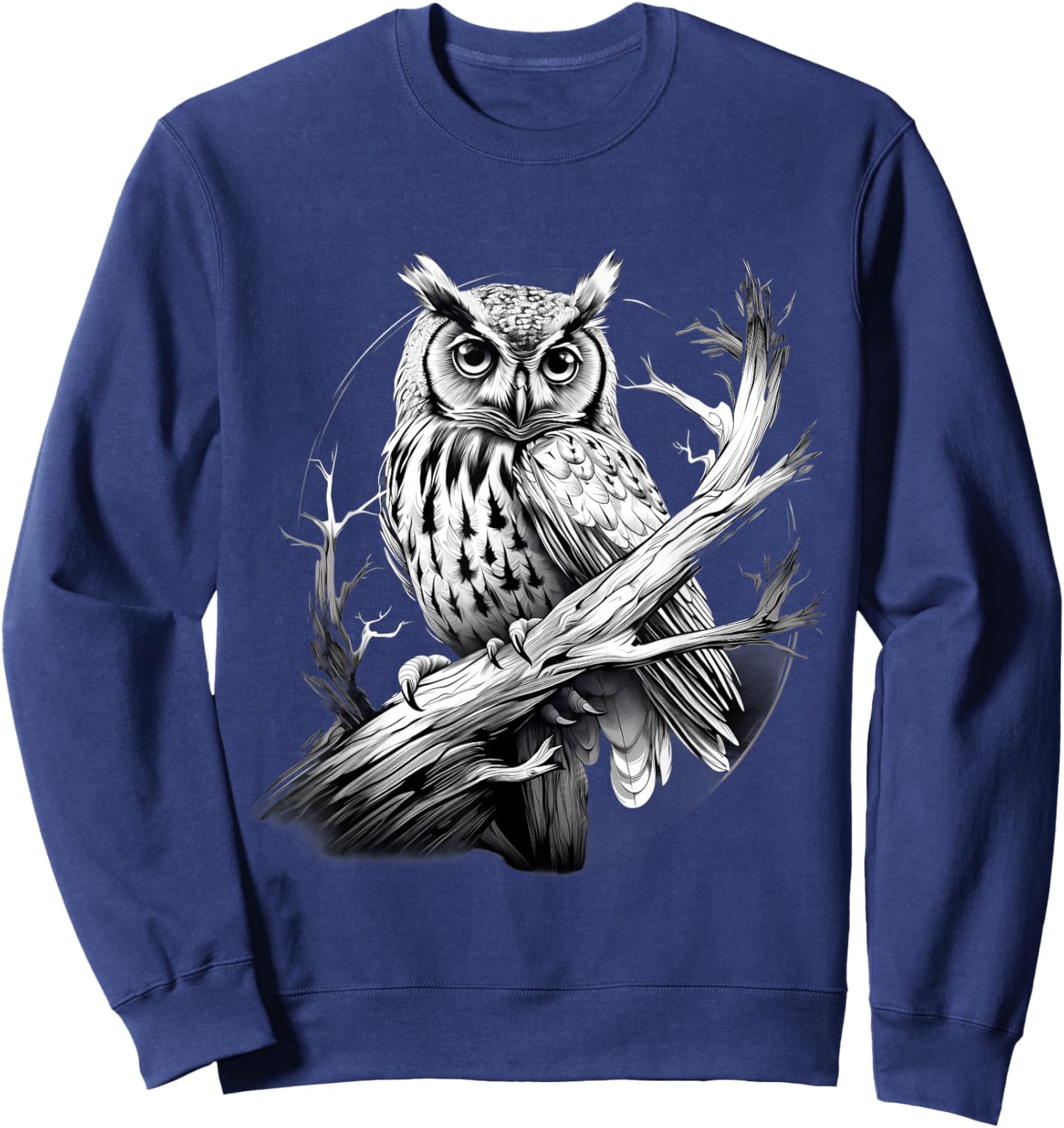 Owl Artwork Animal Lovers Animal Print Portrait Drawing Sweatshirt - Sweatshirt | Navy