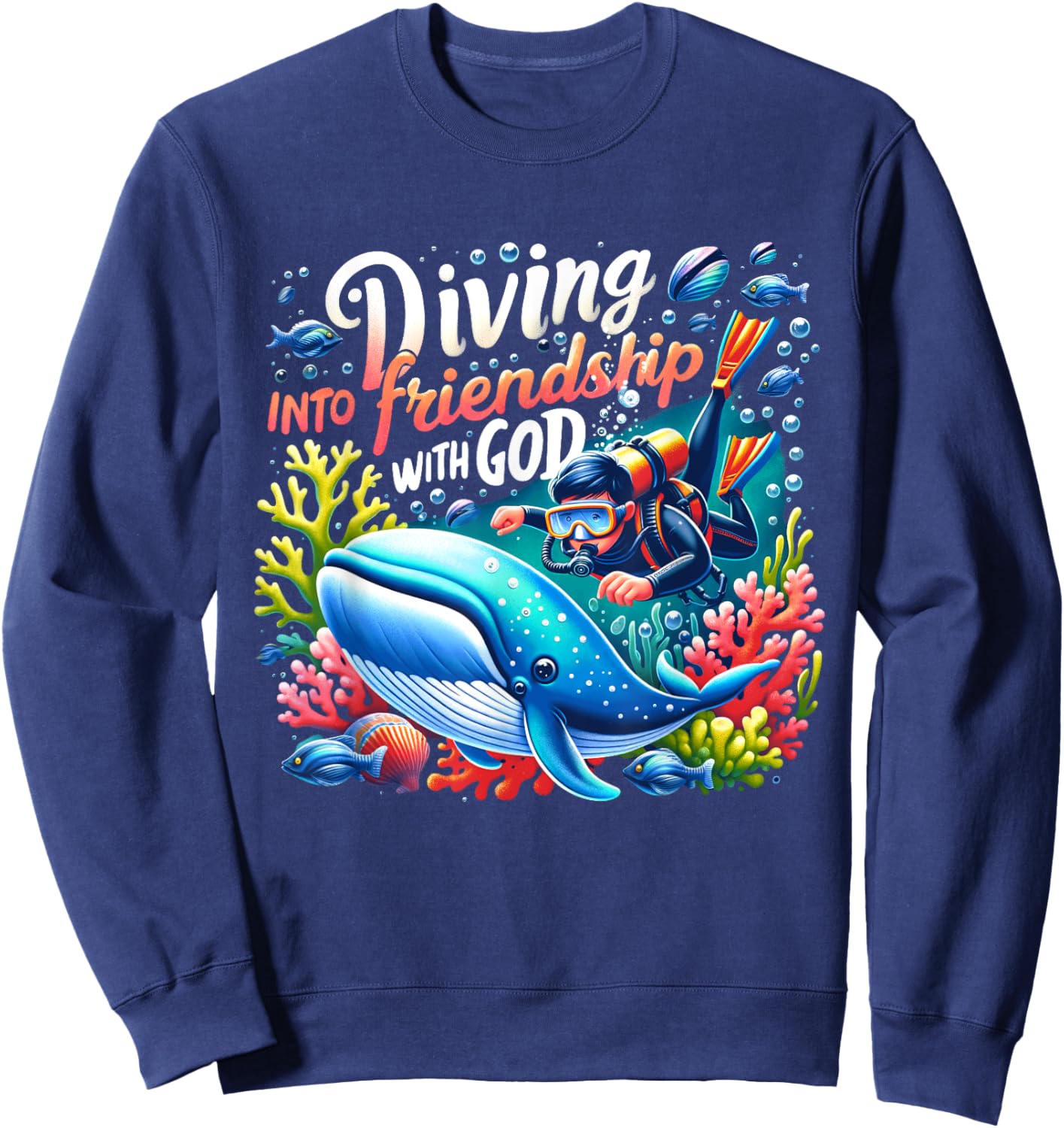 Vacation Bible School Diving Into Friendship God VBS 2024 Sweatshirt - Sweatshirt | Navy