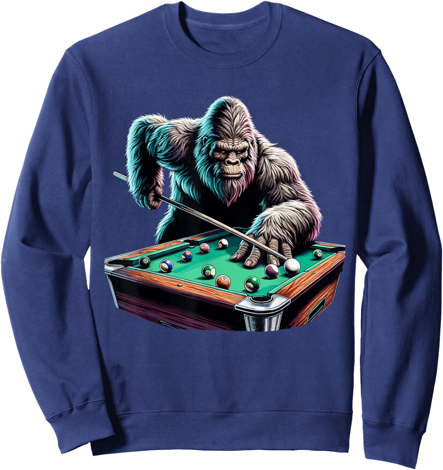 Funny Bigfoot Sasquatch Billiards Pool Player Men Boys Sweatshirt - Sweatshirt | Navy