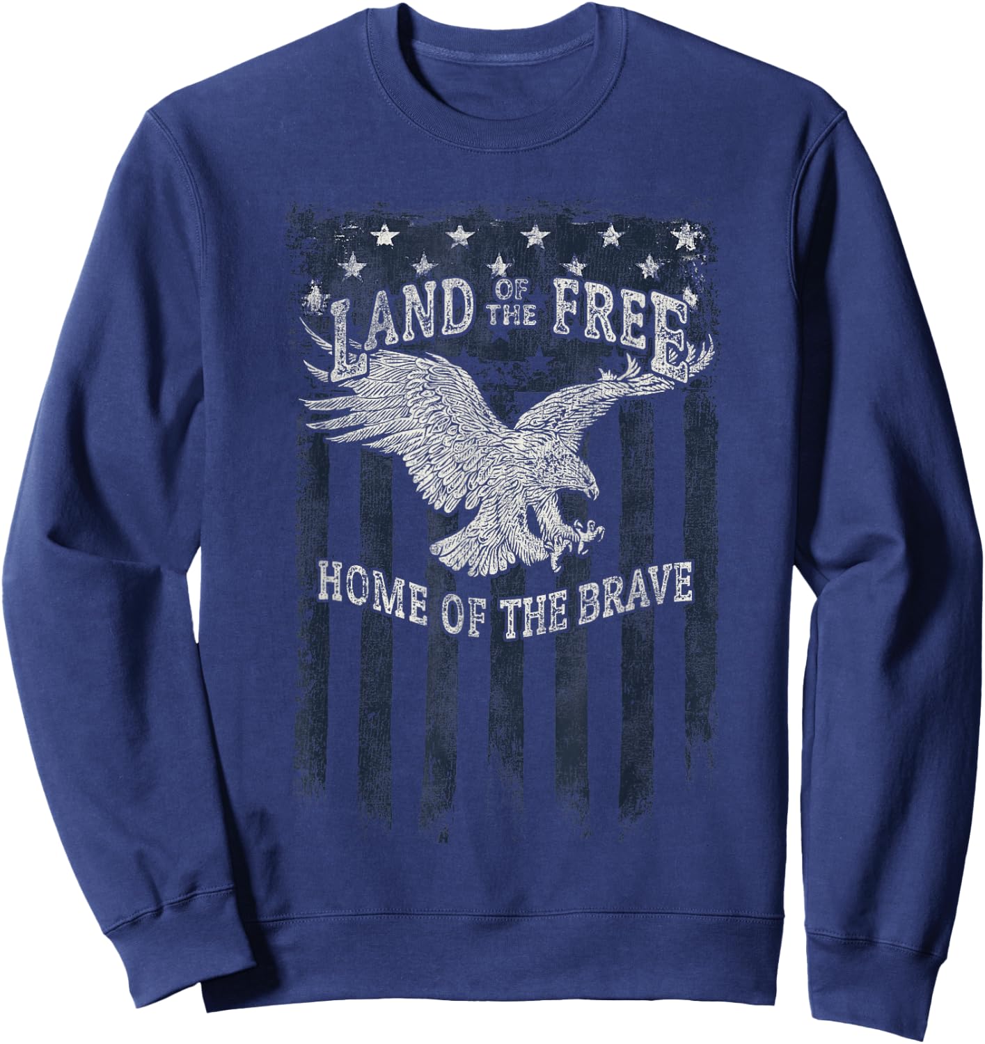 Land Of The Free Home Of The Brave Eagle Vertical Flag Sweatshirt - Sweatshirt | Navy
