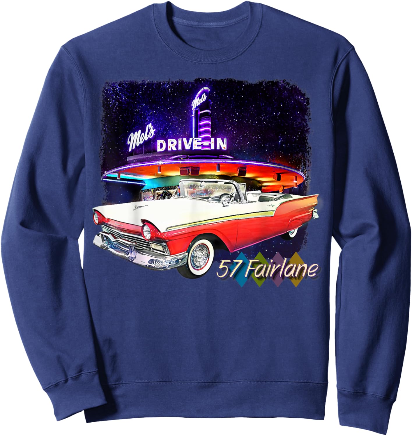 1957 57 Fairlane, Classic Car Art Sweatshirt - Sweatshirt | Navy