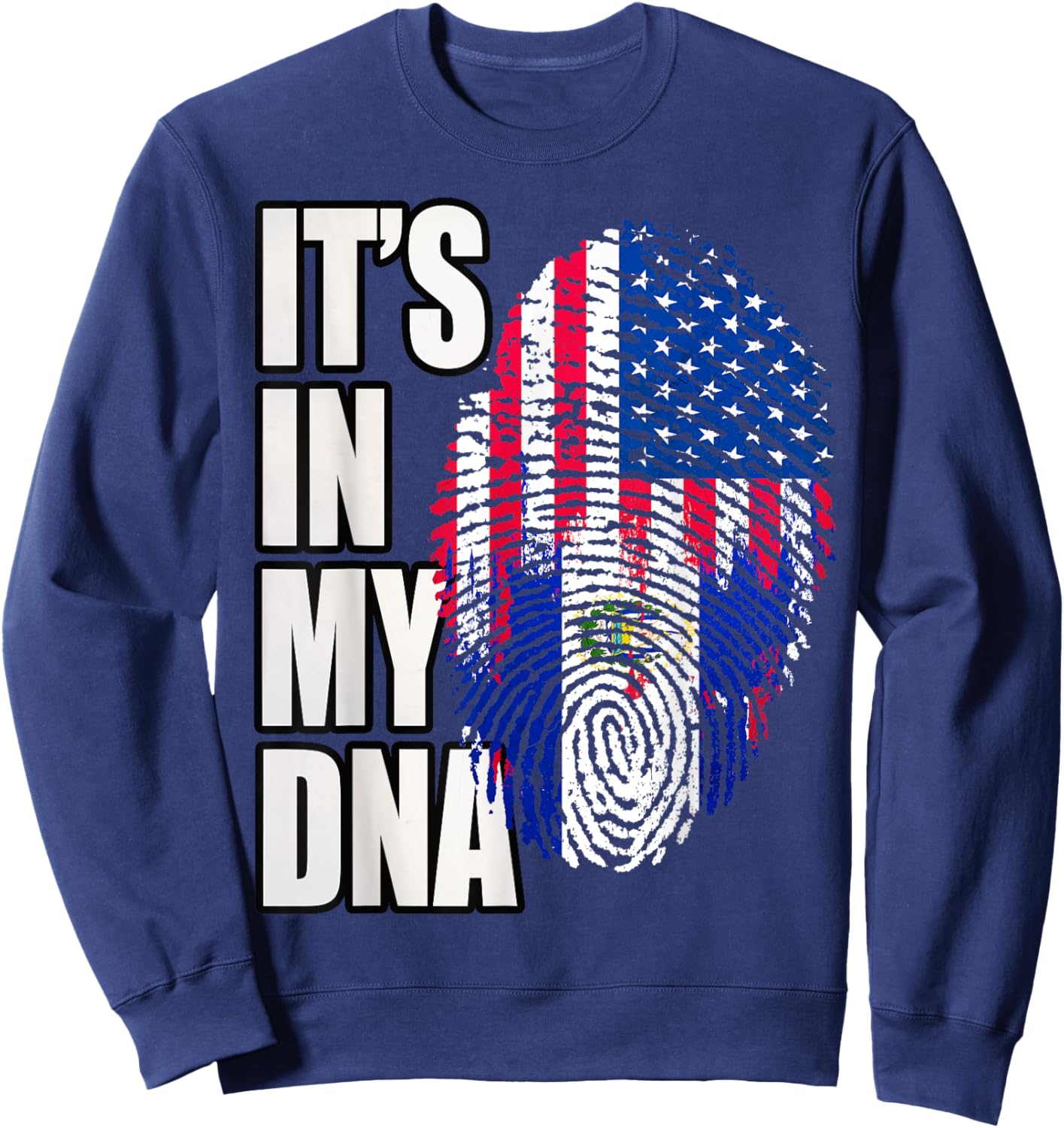 American and Salvadoran Heritage Mix DNA Flag Sweatshirt - Sweatshirt | Navy