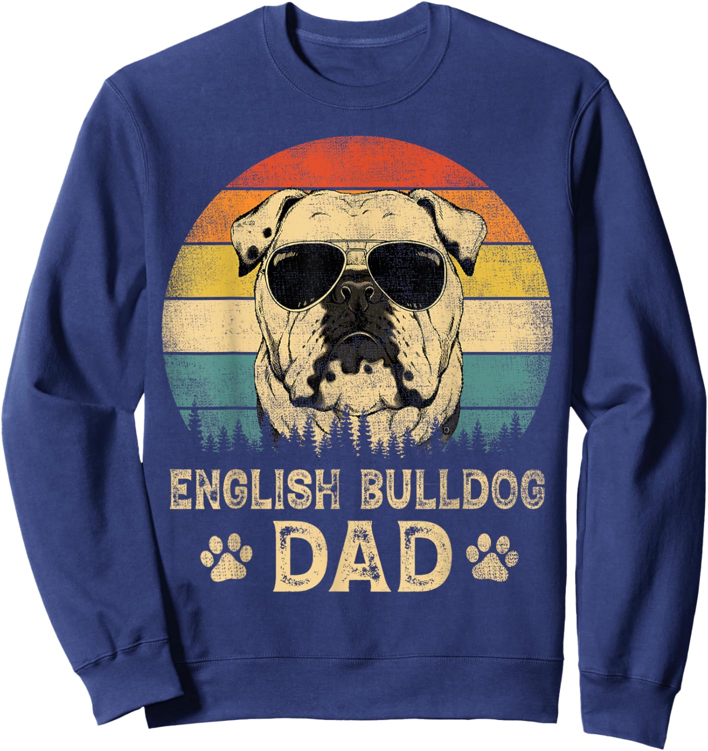 Vintage English Bulldog Dad Dog Lovers Father's Day Women Sweatshirt - Sweatshirt | Navy