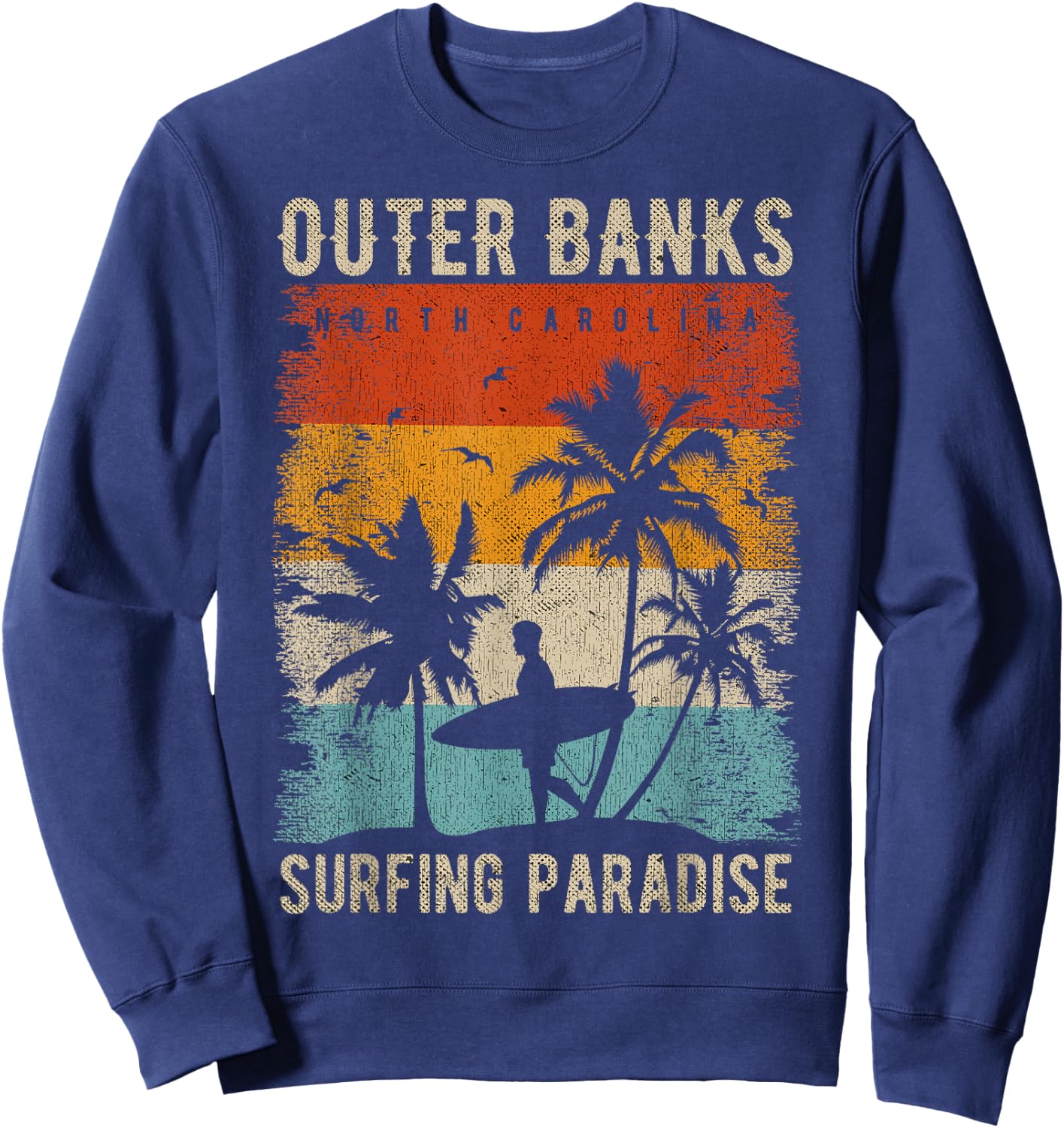 Outer Banks North Carolina Surfing Outfit Souvenir Sweatshirt - Sweatshirt | Navy