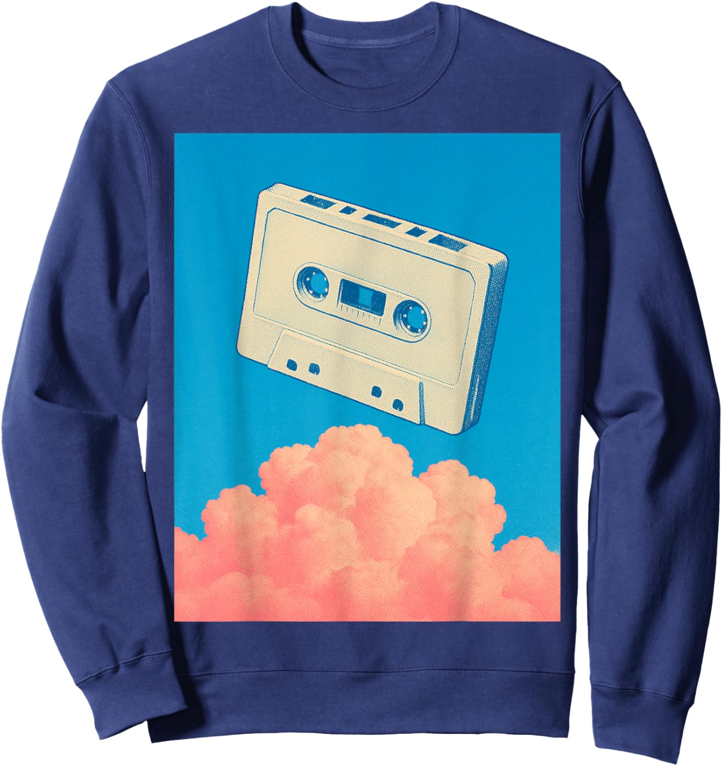 Floating Cassette in Dreamlike Blue Sky - Dreamcore Sweatshirt - Sweatshirt | Navy