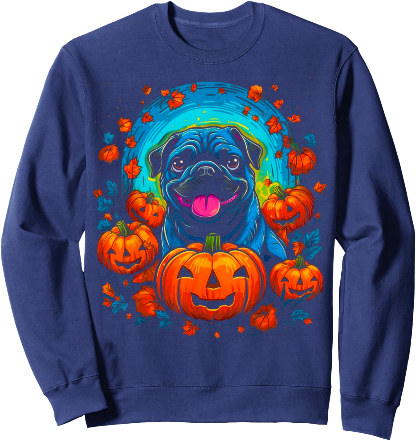 Pug Dog Halloween Sweatshirt - Sweatshirt | Navy