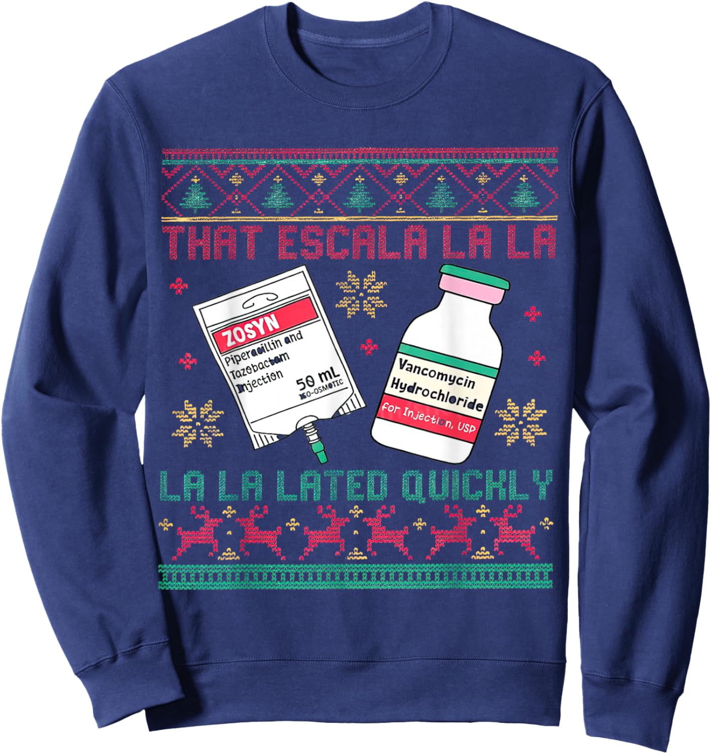 Antibiotic Christmas ICU Nurse Emergency Department Costume Sweatshirt - Sweatshirt | Navy