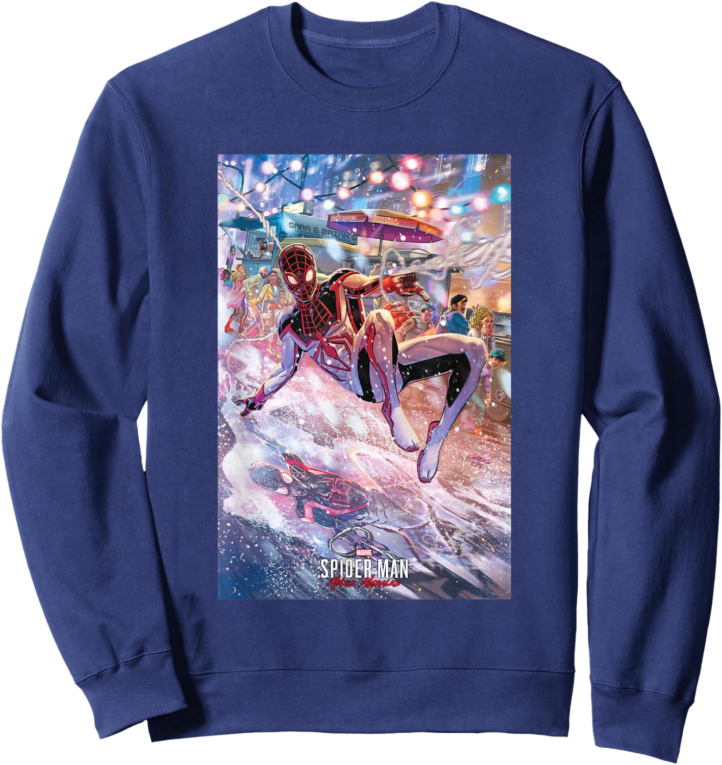 Marvel Spider-Man: Miles Morales Reflections Poster Sweatshirt - Sweatshirt | Navy