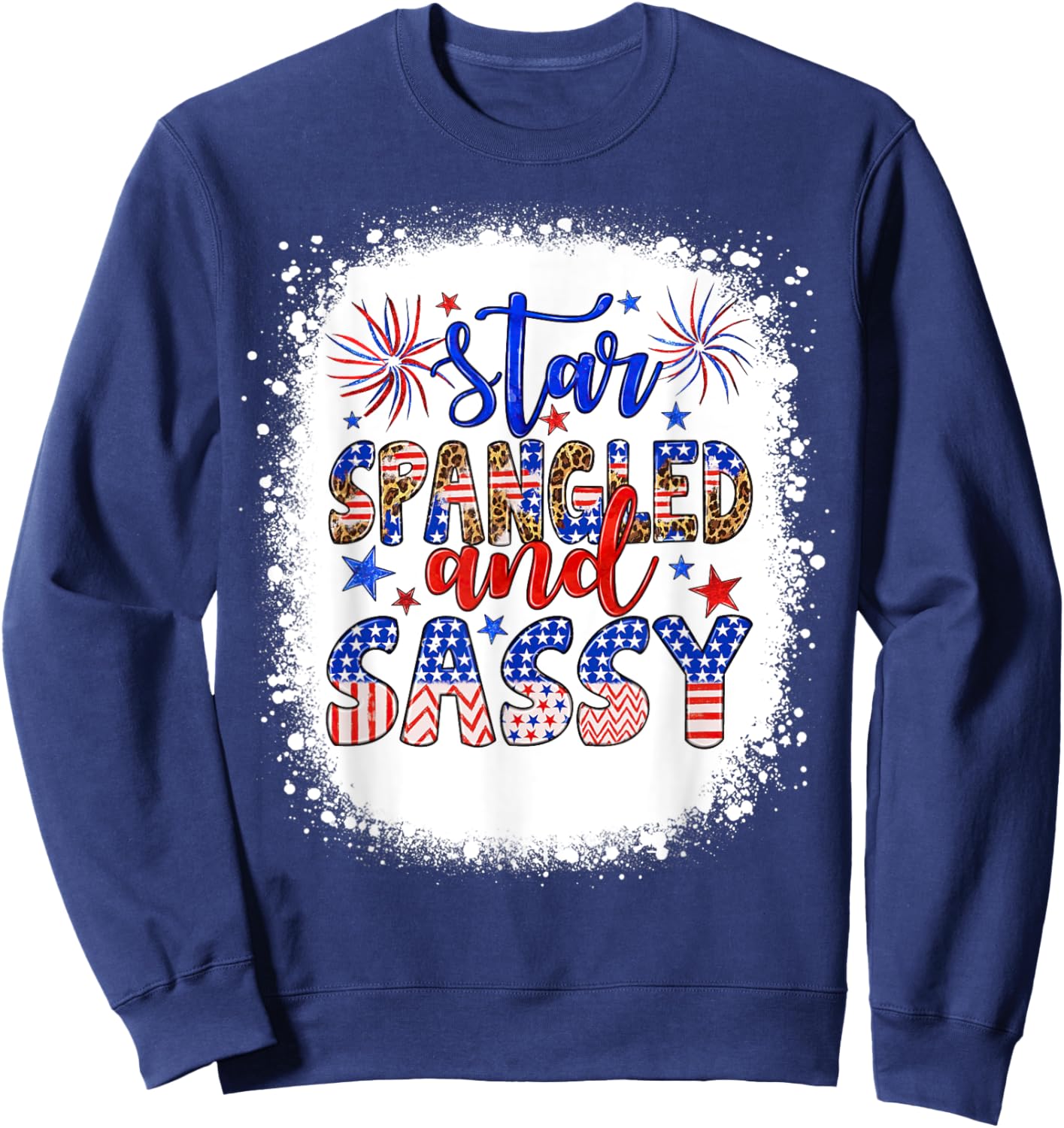 Star Spangled & Sassy Independence Day Groovy 4th Of July Women Kids Men Sweatshirt - Sweatshirt | Navy