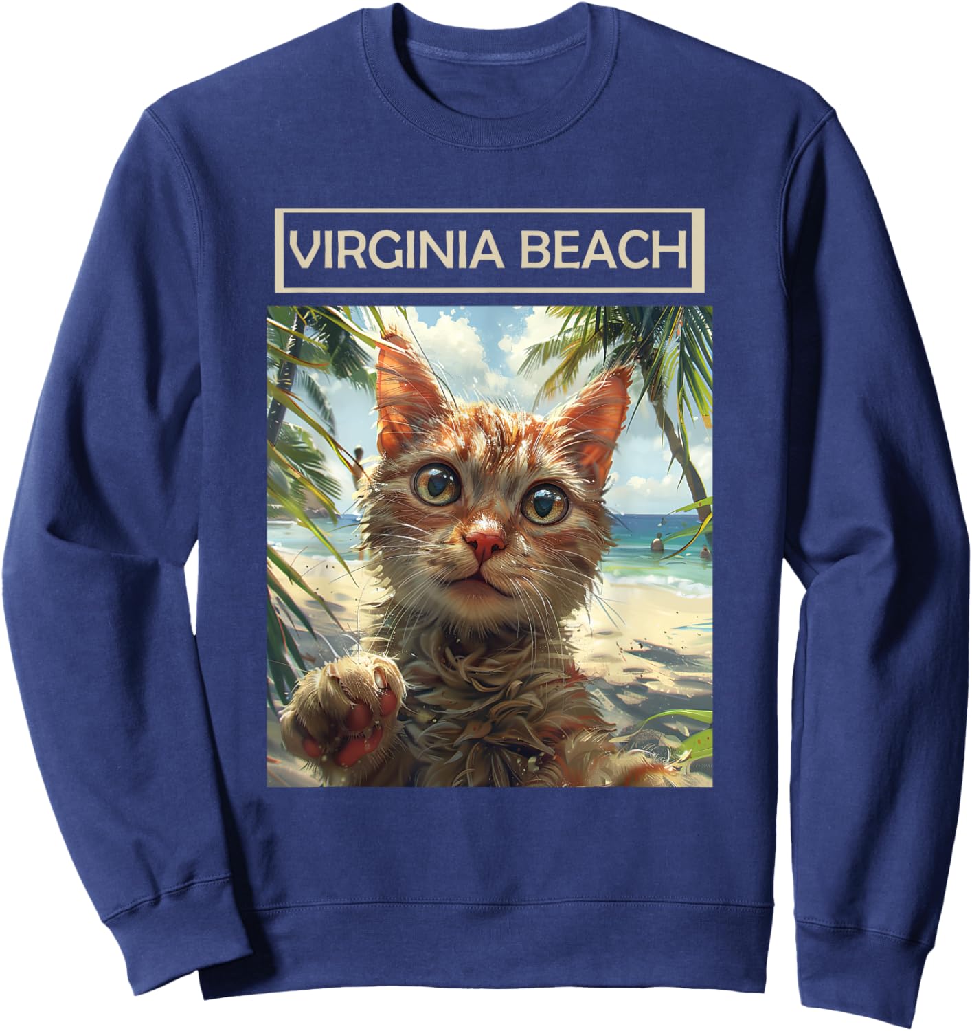 Virginia Beach Virginia VA | cat selfie Sweatshirt - Sweatshirt | Navy