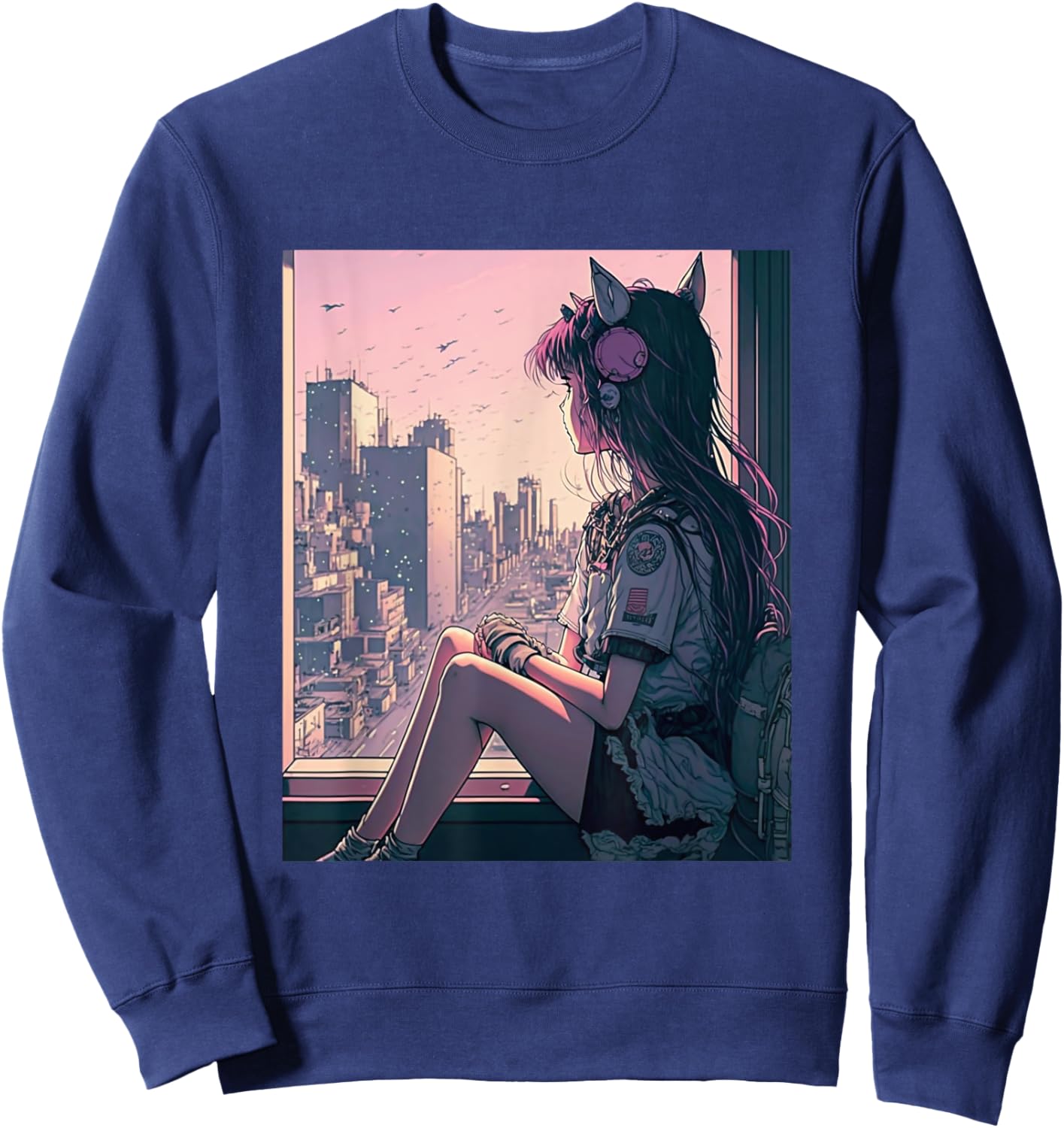Anime Girl Waifu Tokyo Sweatshirt - Sweatshirt | Navy