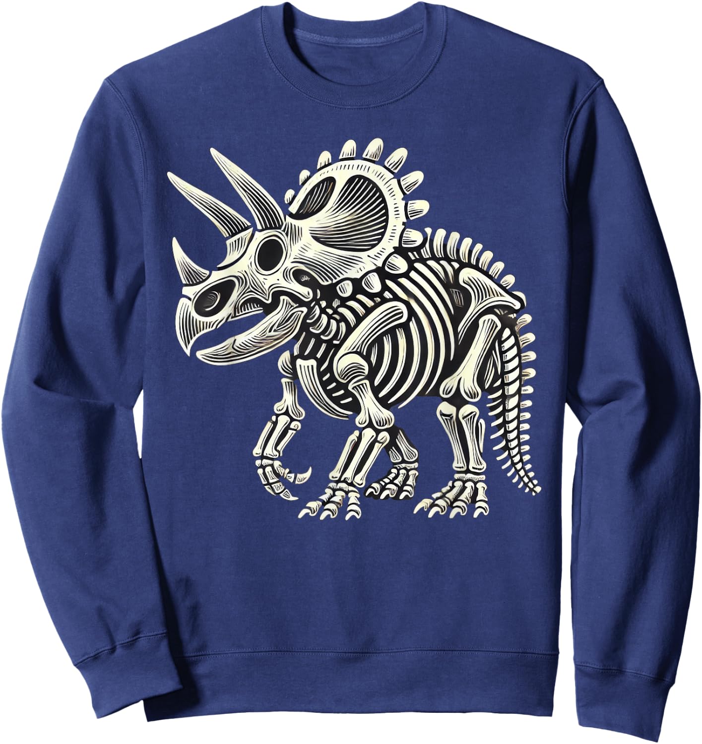 Triceratops Dinosaur Skeleton Halloween Sweatshirt - Sweatshirt | Navy