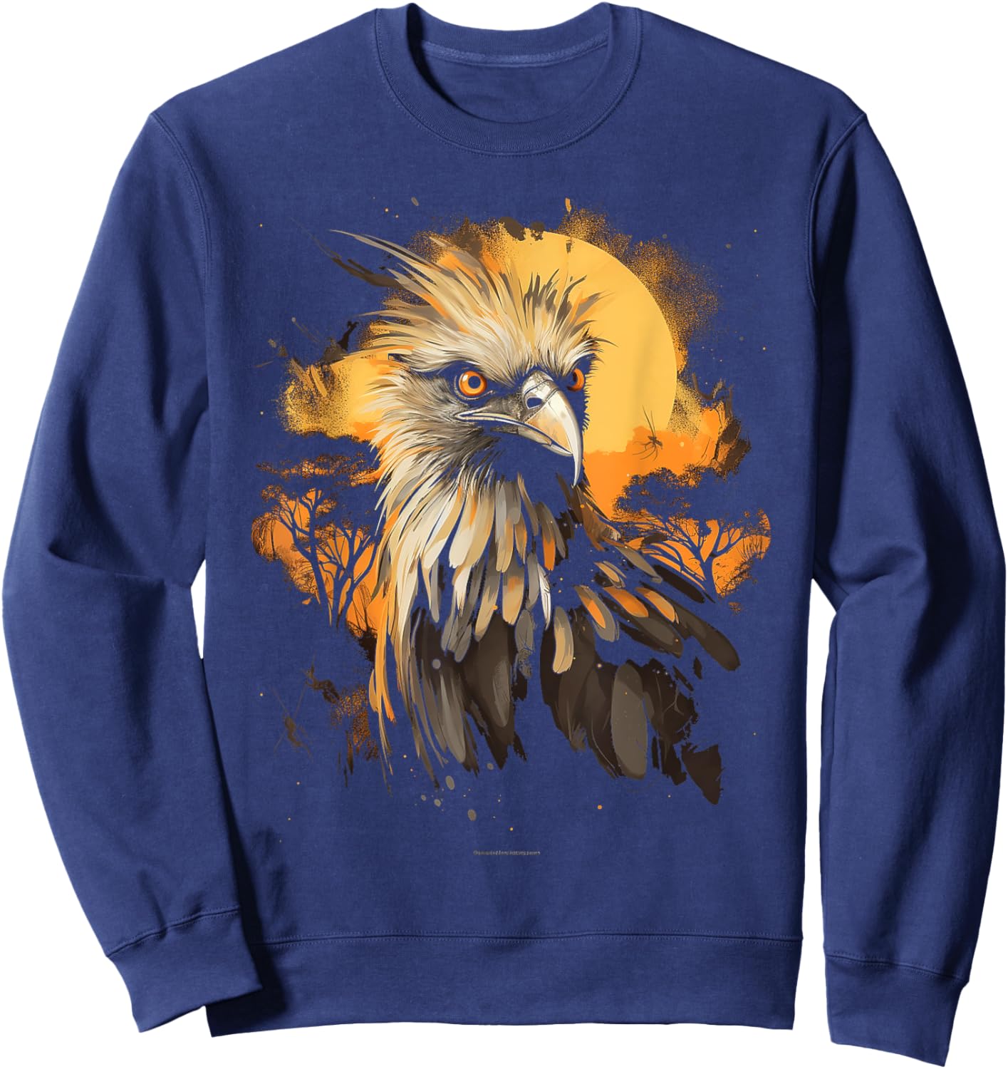 Secretary Bird African Animal Gift Safari Sweatshirt - Sweatshirt | Navy