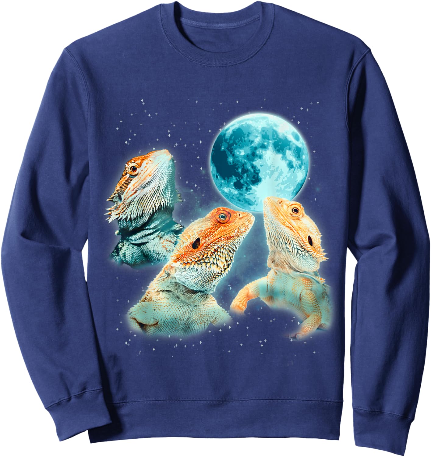 Bearded Dragon Lizards Howling at The Moon Beardies Sweatshirt - Sweatshirt | Navy