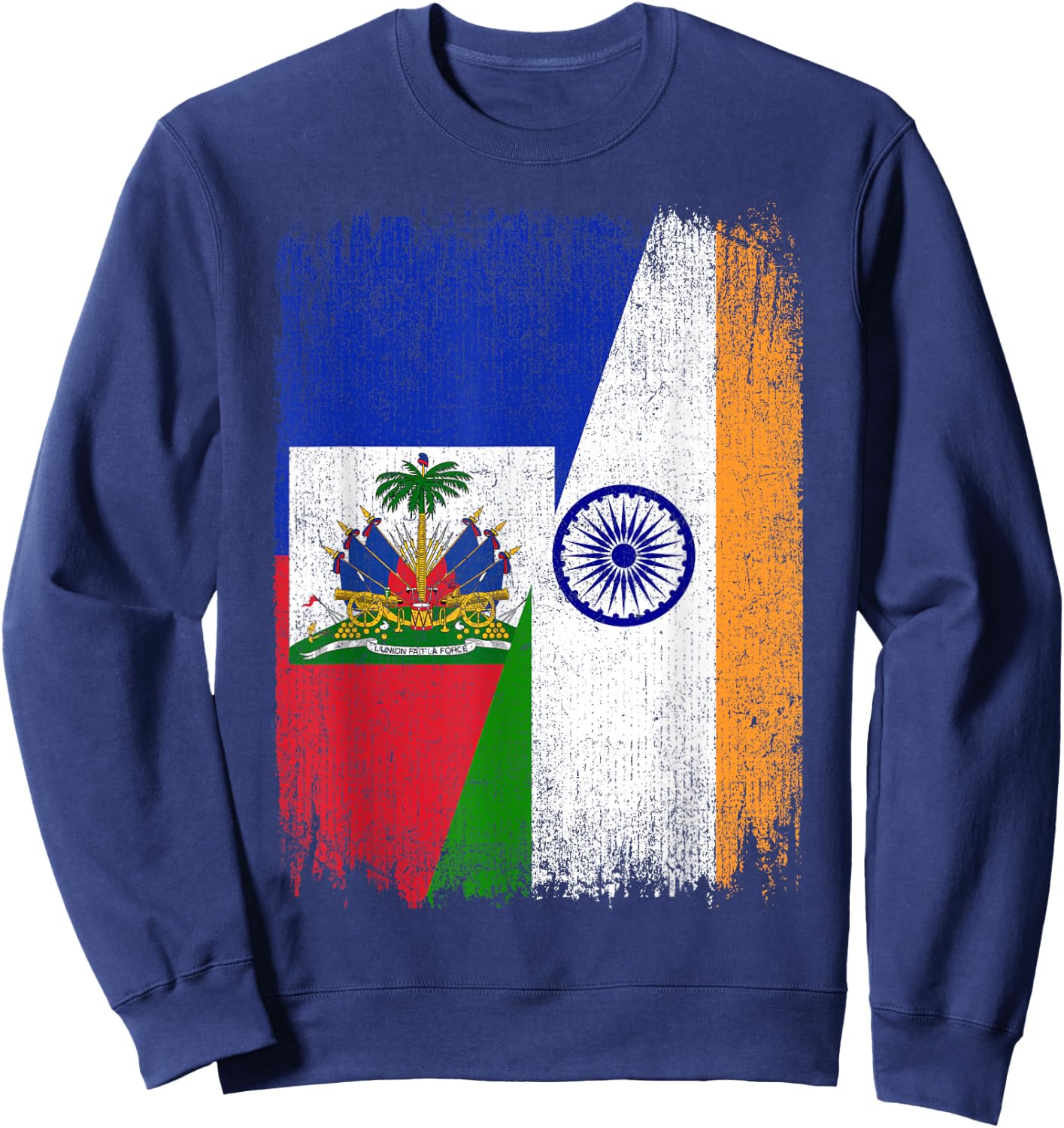 Half Haiti India Flag Haitian Indian Pride Roots Sweatshirt - Sweatshirt | Navy