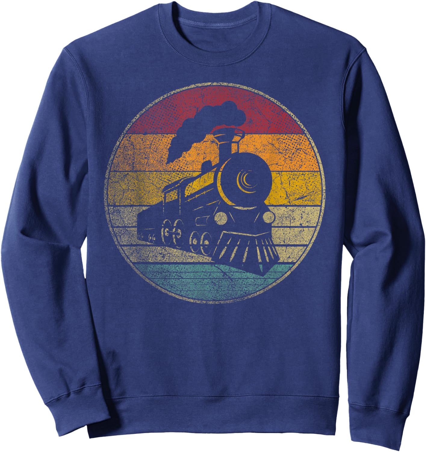 Train Vintage Distressed Retro Engineer Engine Conductor Sweatshirt - Sweatshirt | Navy