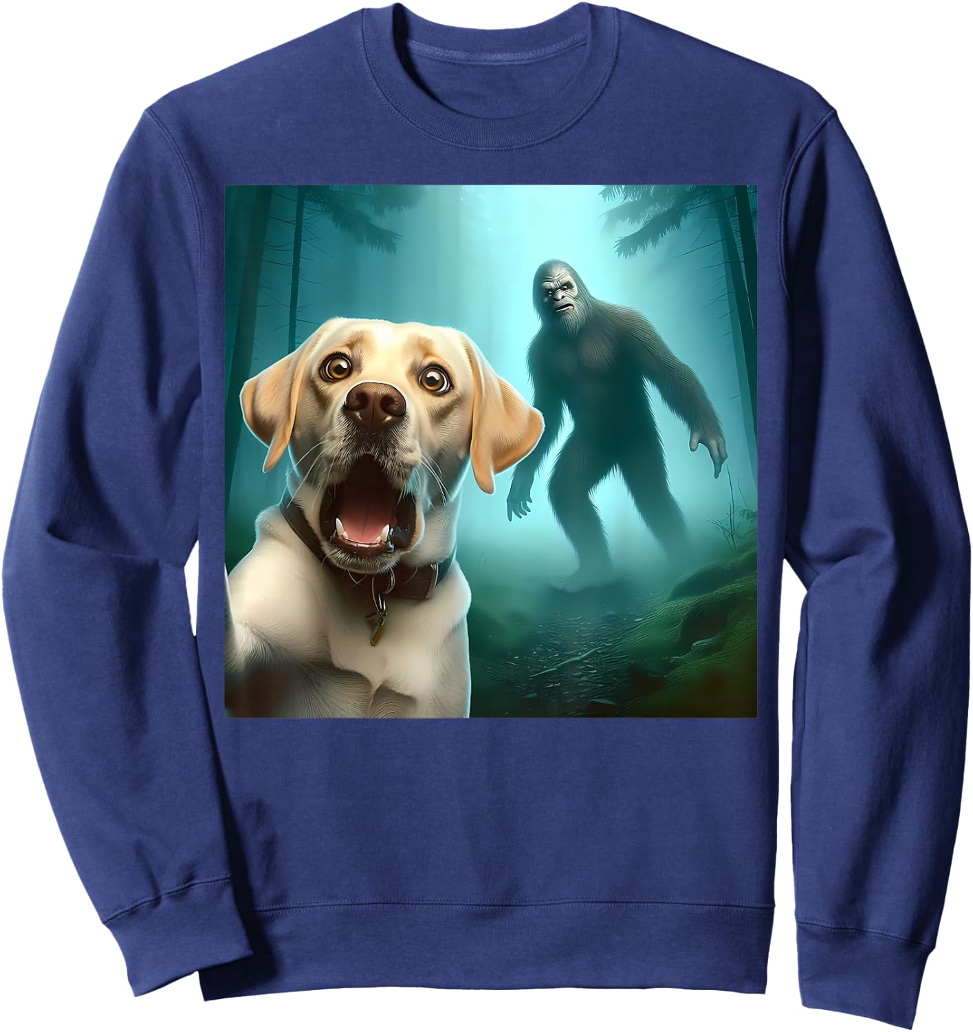 Labrador retriever Selfie with bigfoot sasquatch Sweatshirt - Sweatshirt | Navy