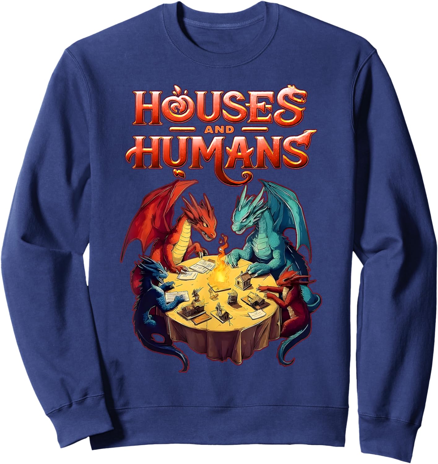 Houses and Humans Dragons Funny Video Games Sweatshirt - Sweatshirt | Navy