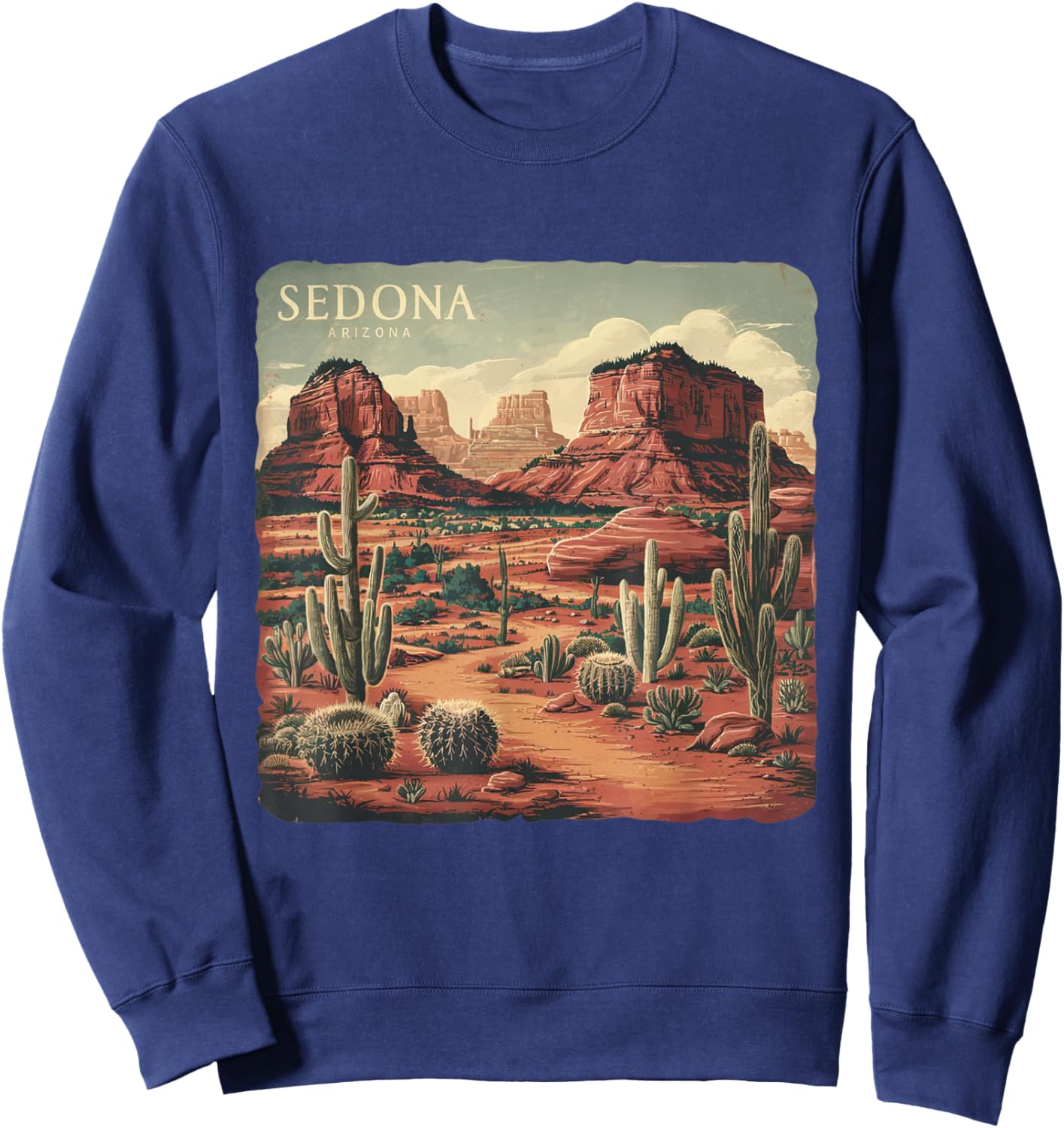 Retro Sedona Arizona Vintage Road Trip Outdoors Graphic Sweatshirt - Sweatshirt | Navy