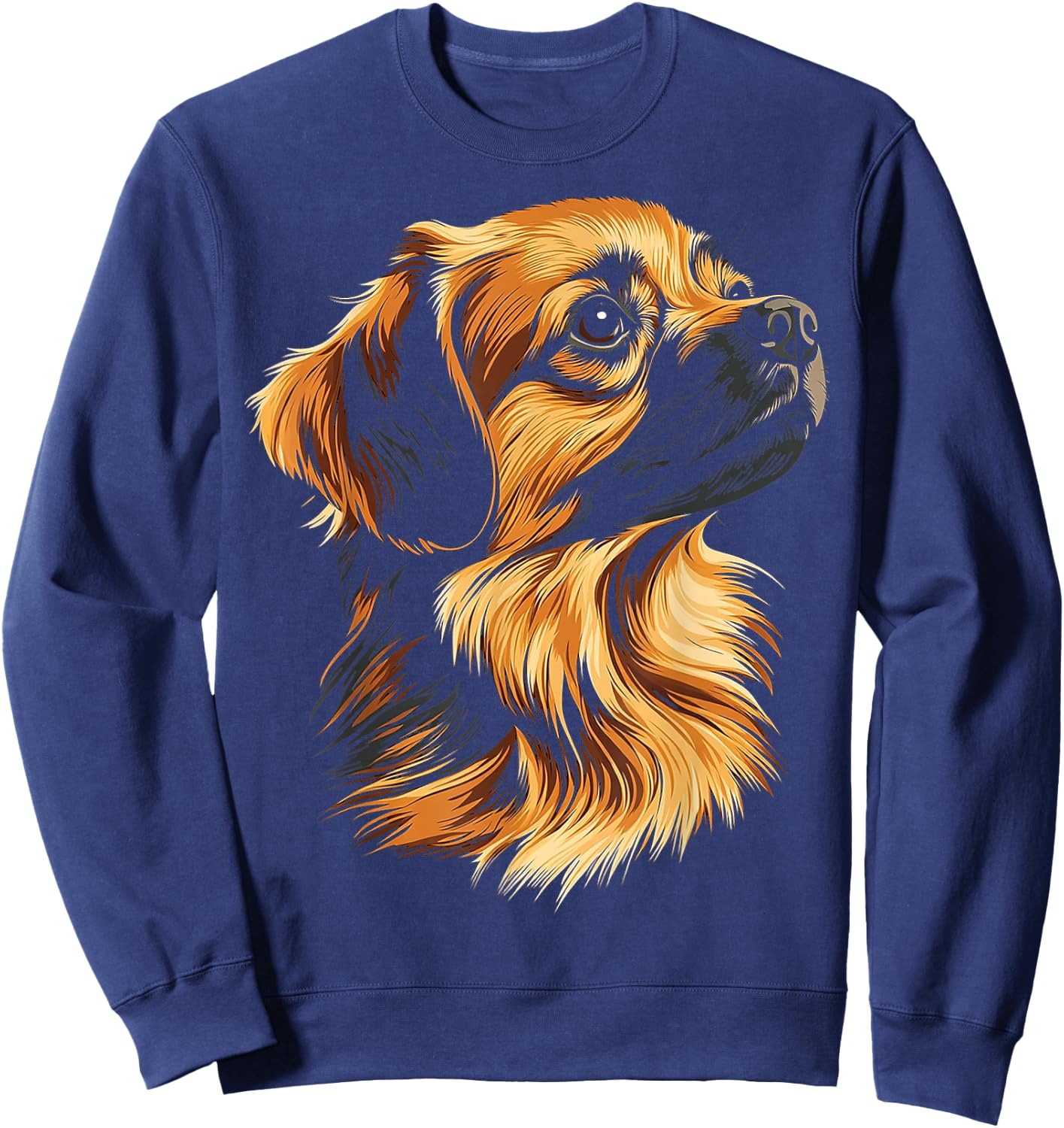 Tibetan Spaniel Dog Motif Pet Illustration Tibetan Spaniel Sweatshirt - Sweatshirt | Navy