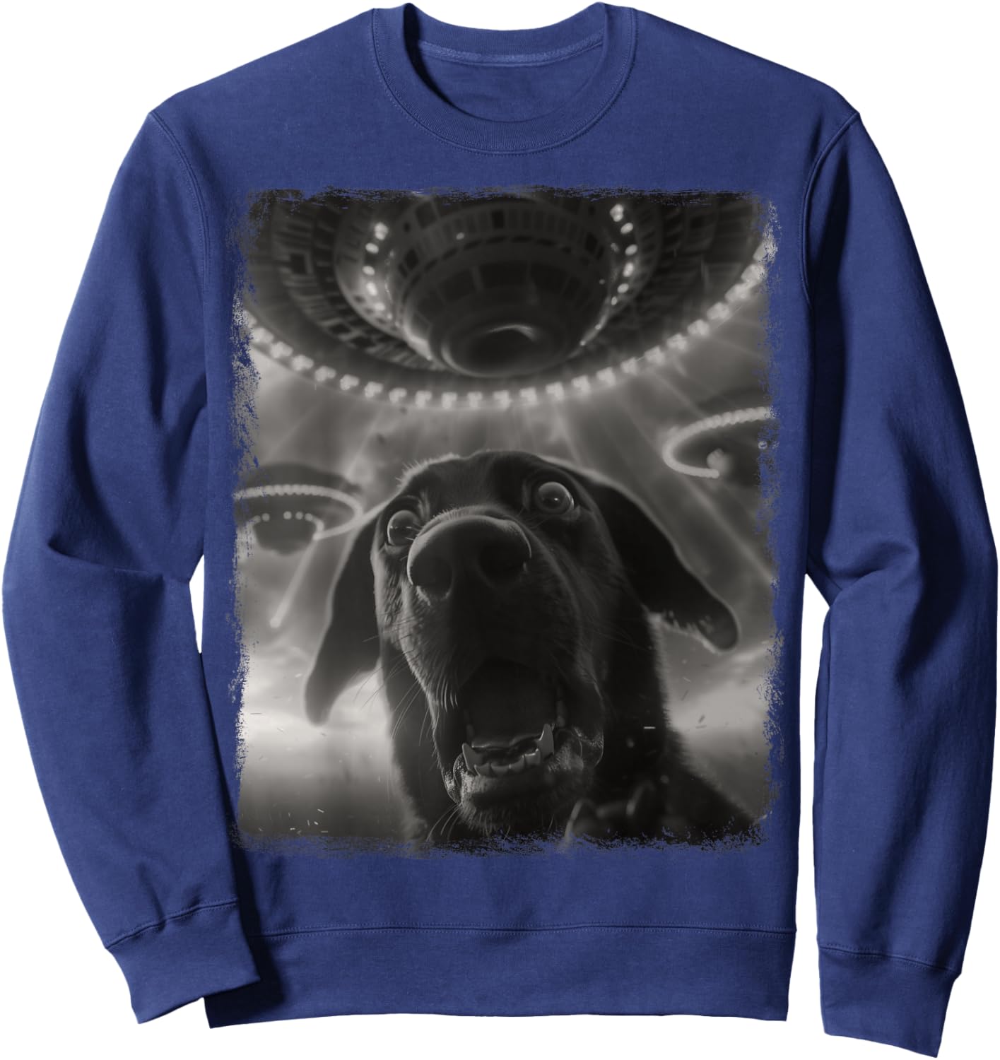Labrador Dog UFO Alien Extraterrestrial Selfie Sweatshirt - Sweatshirt | Navy