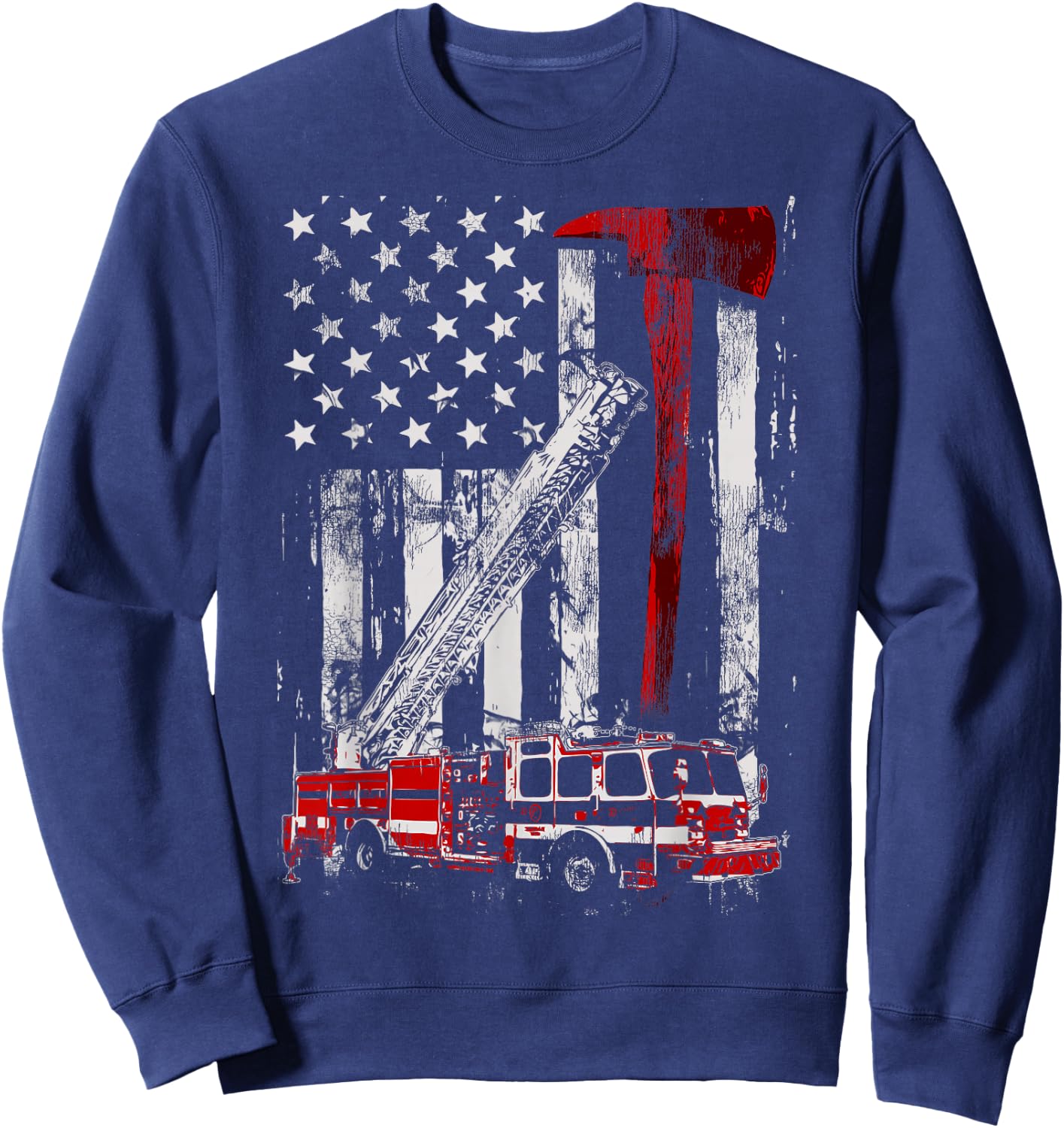 Fire Engine Truck Axe Thin Red Line Firetruck Sweatshirt - Sweatshirt | Navy