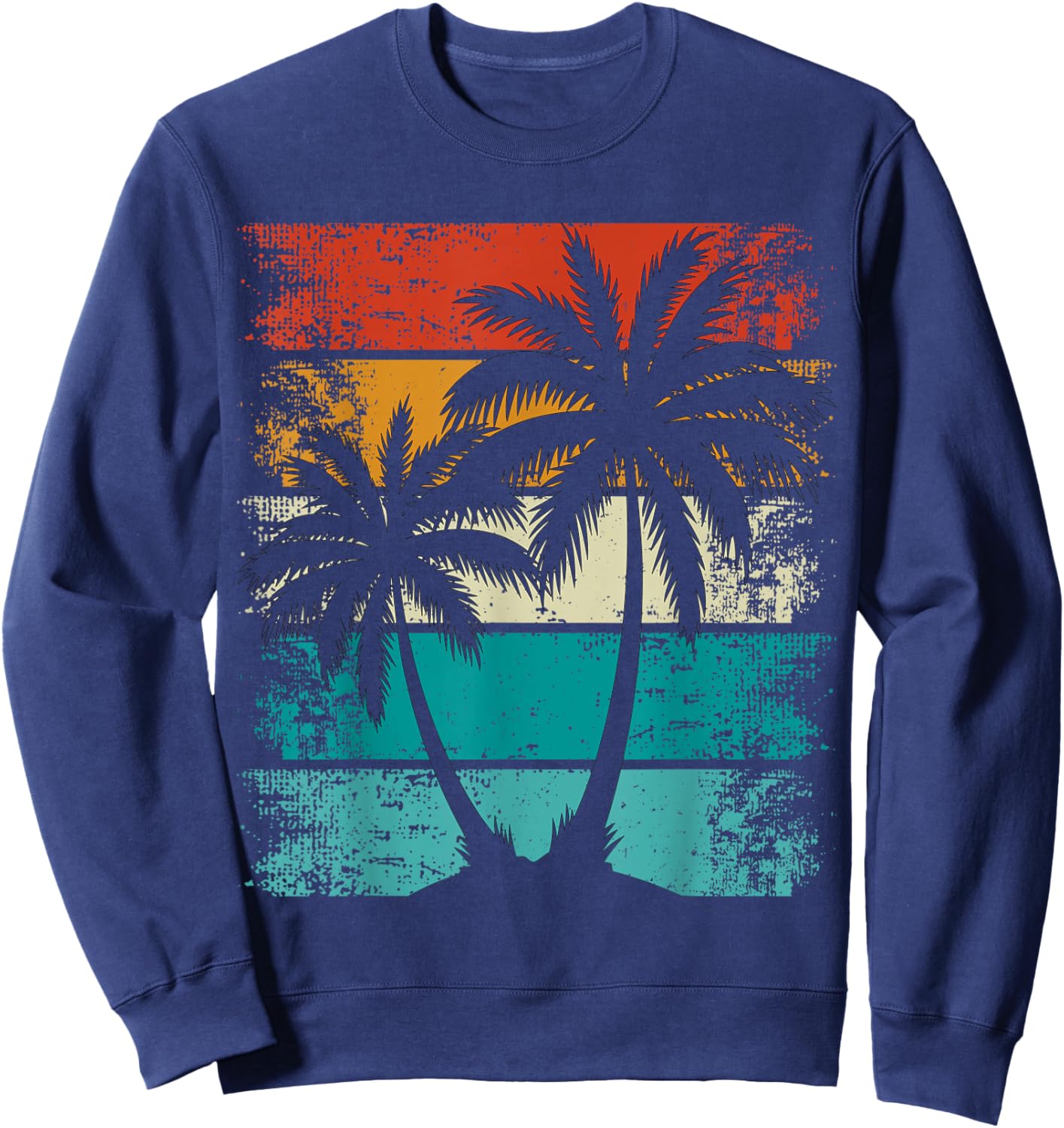 Cooler Sommerurlaub, Retro-Sonnenuntergang Palme Sweatshirt - Sweatshirt | Navy