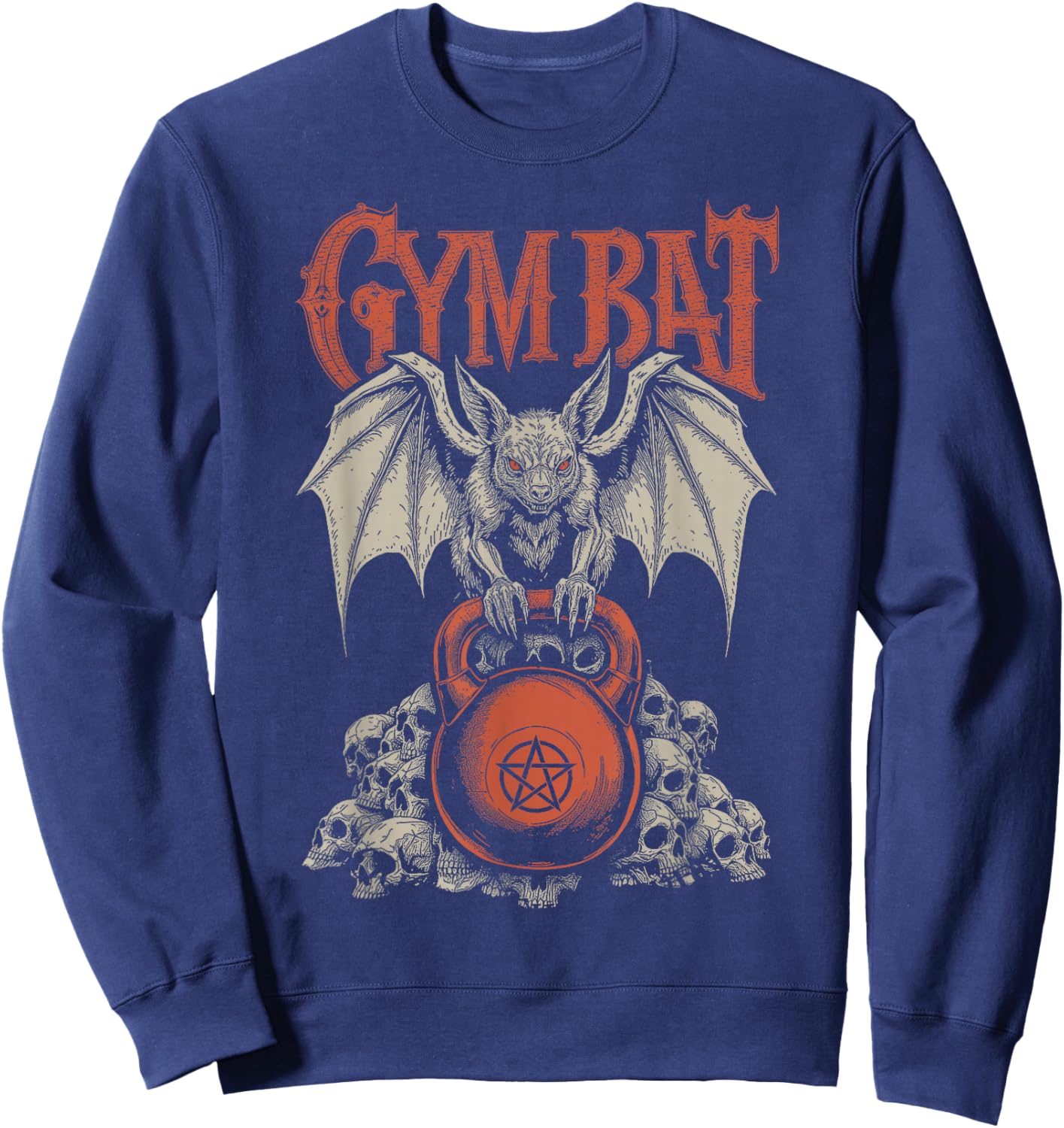 Goth Gym Bat Gothlete Funny Gothic Fitness Occult Kettlebell Sweatshirt - Sweatshirt | Navy