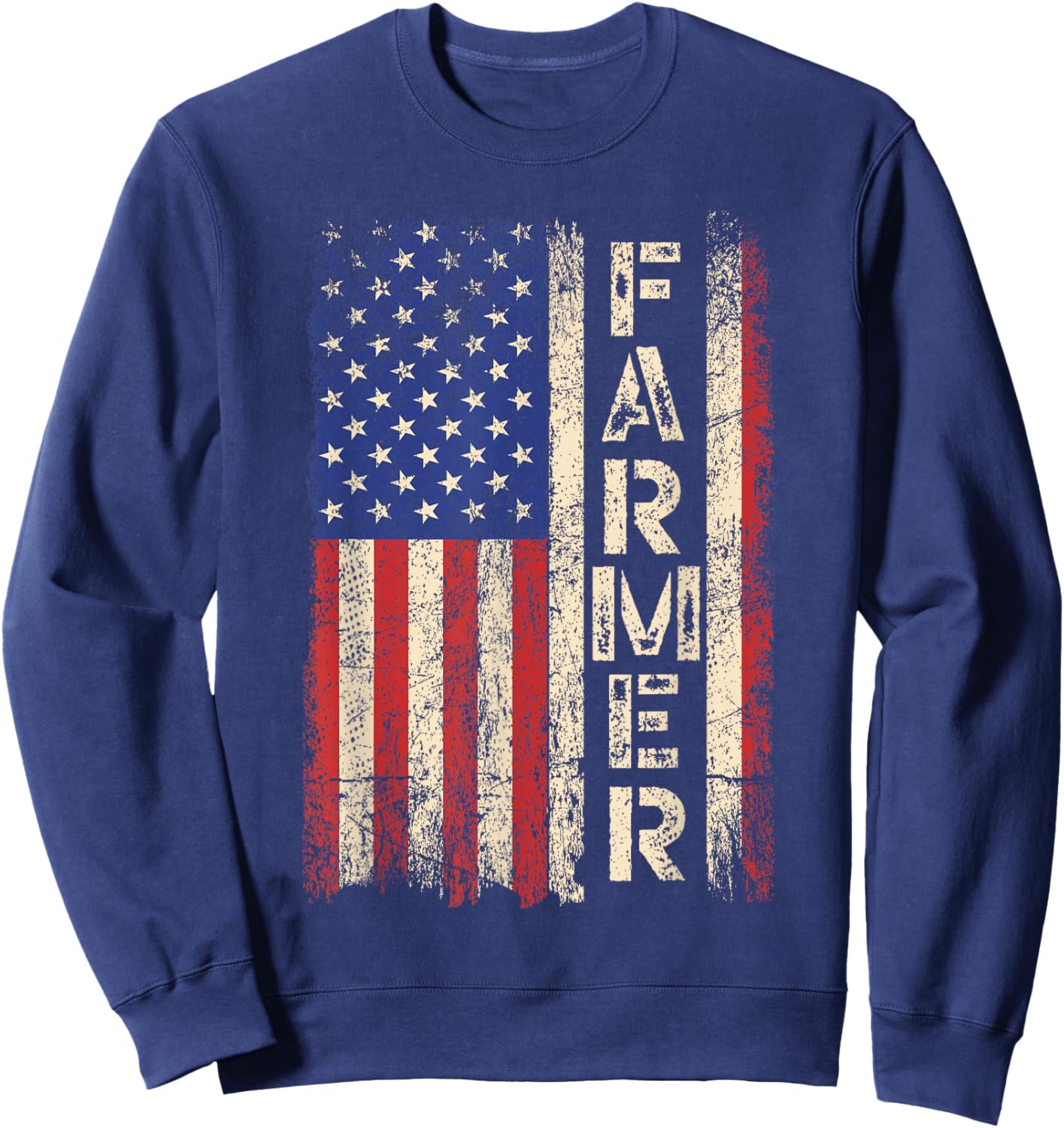 Farmer Tractors USA American Flag Patriotic Farming Men Sweatshirt - Sweatshirt | Navy
